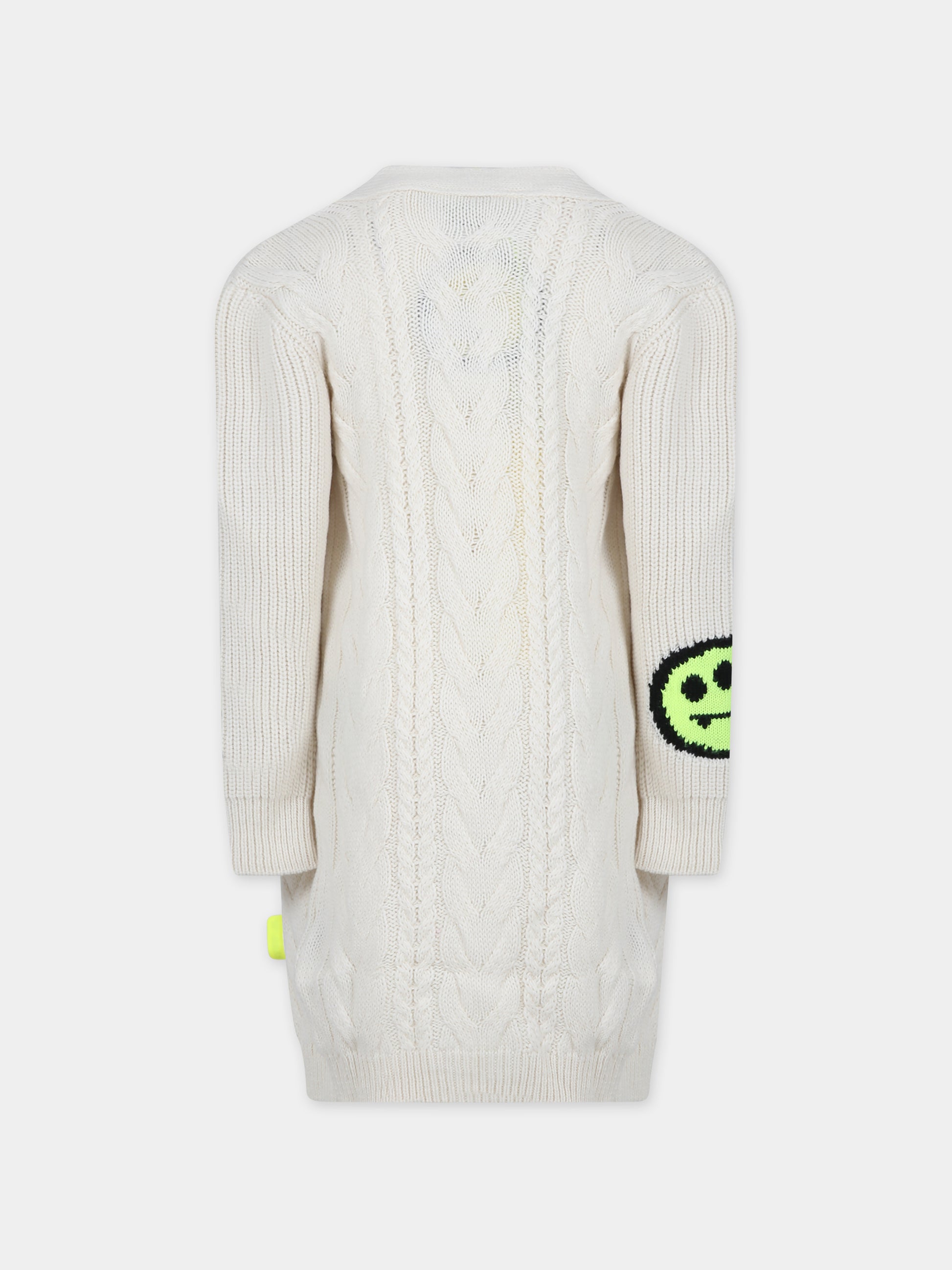 Cardigan avorio per bambina con logo e smile,Barrow,F3BKJGCA045 BW009