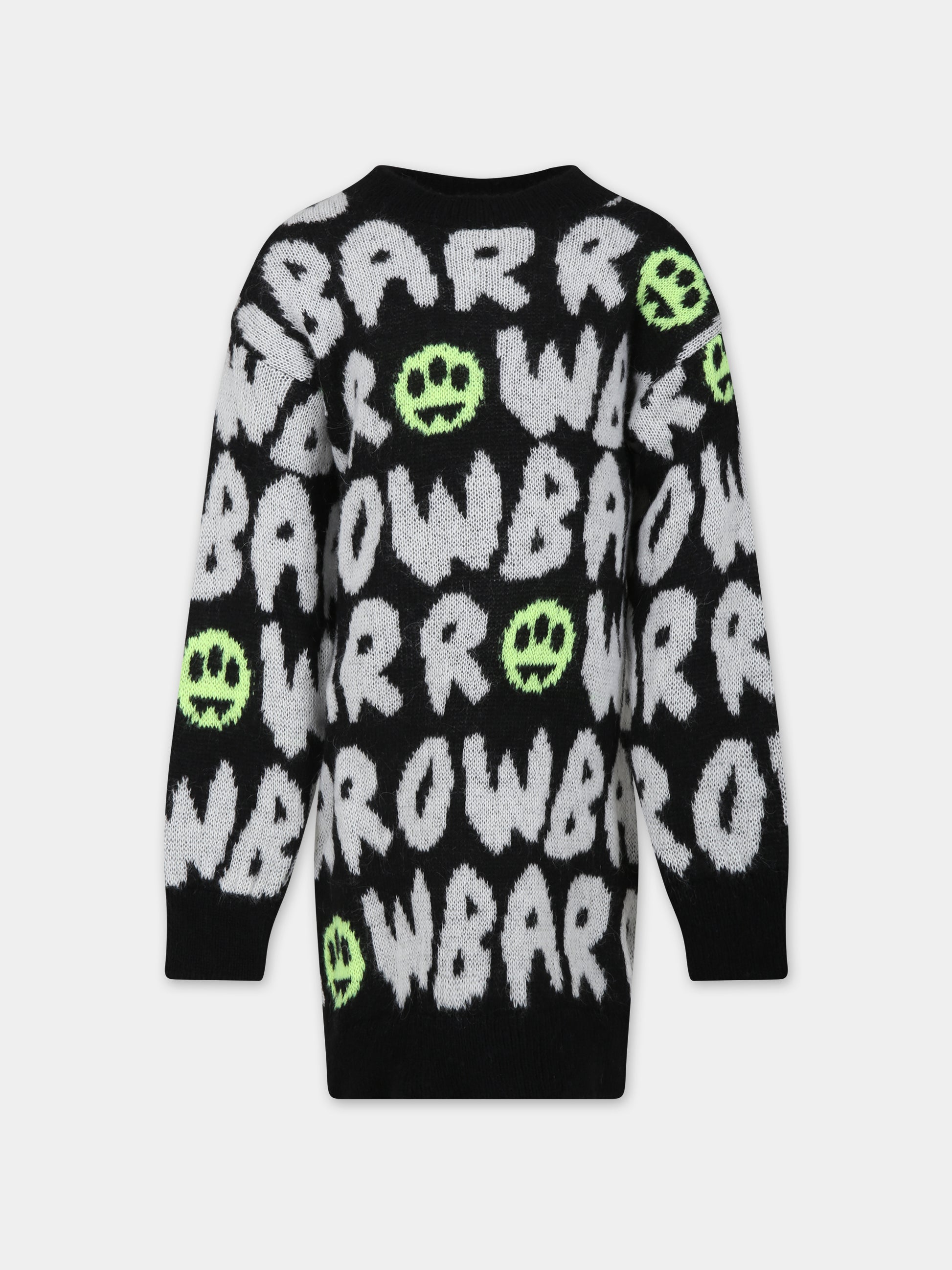 Vestito nero per bambina con logo e smile,Barrow,F3BKJGDR060 110