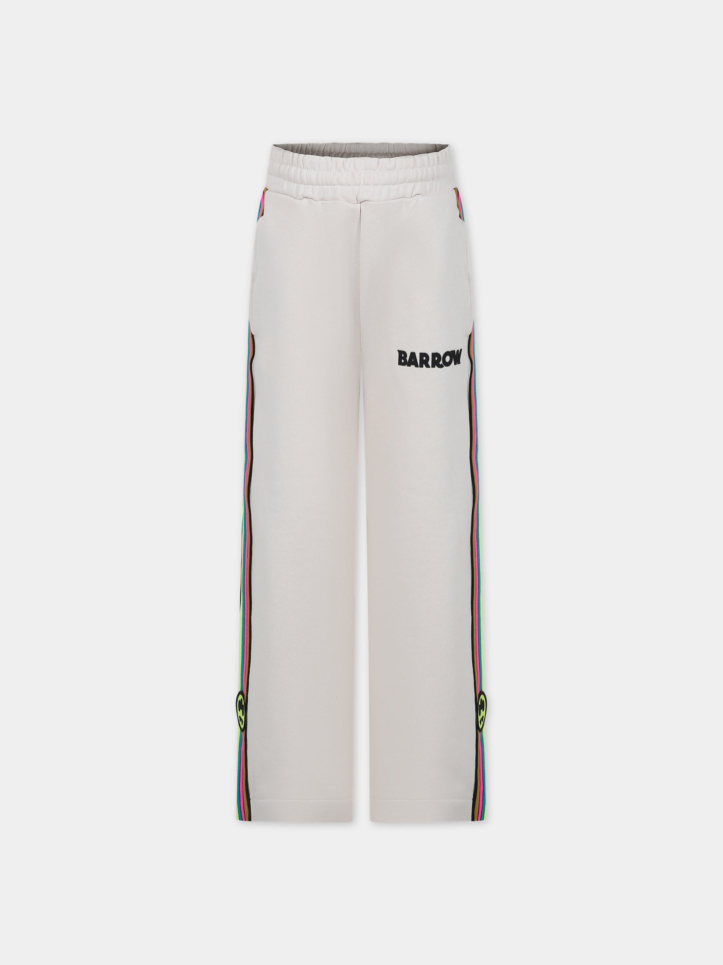 Pantaloni avorio per bambina con logo,Barrow,F3BKJGFP107 BW009