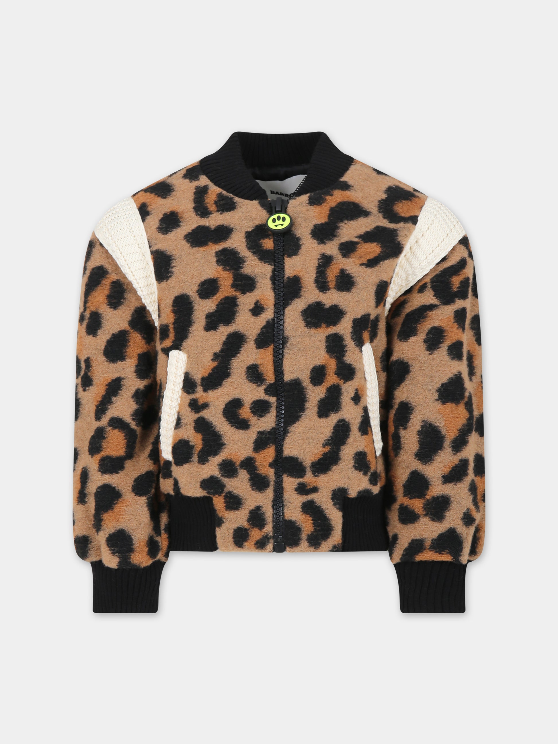 Bomber marrone per bambina con ricamo,Barrow,F3BKJUBO044 924