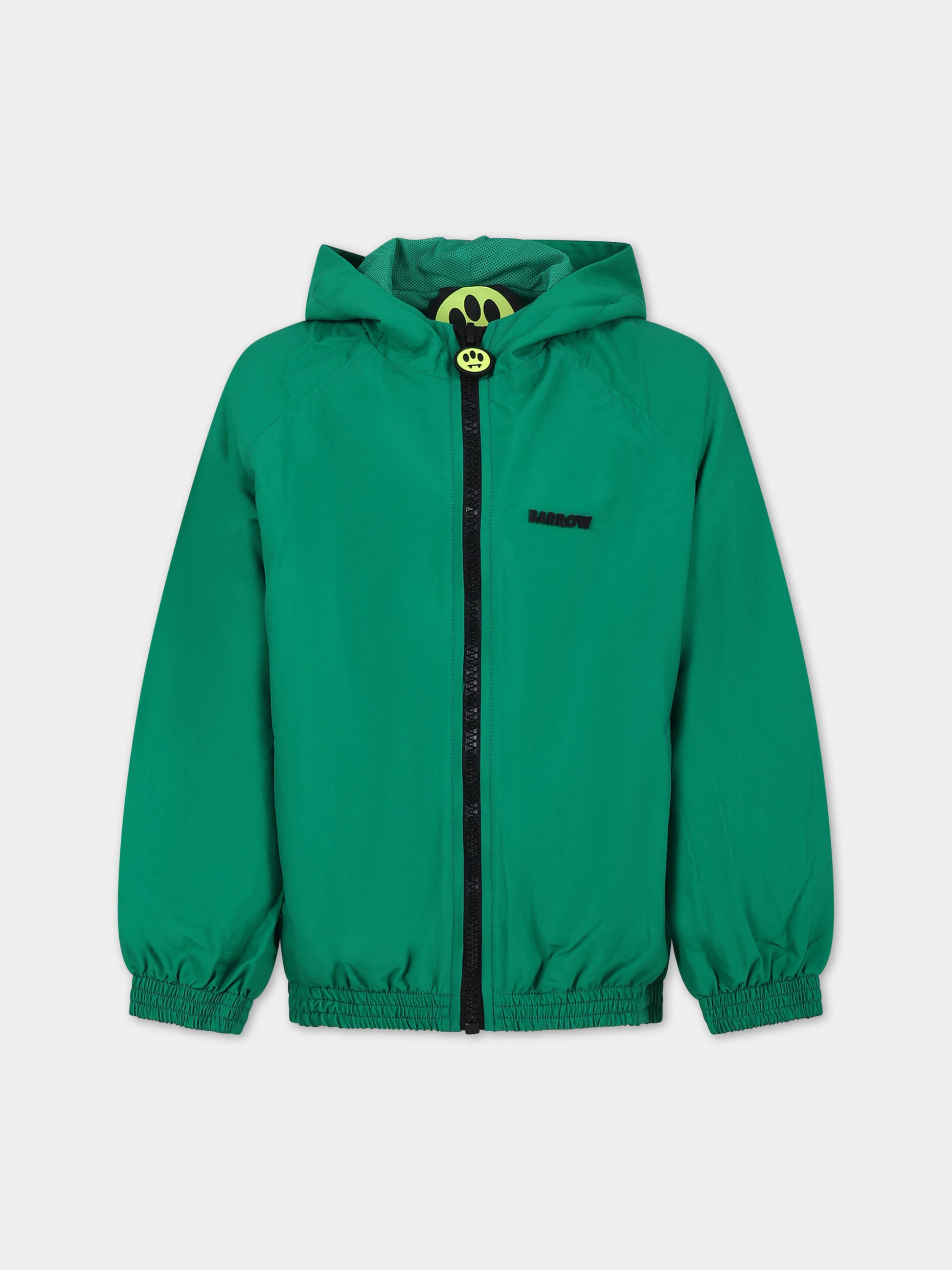 Giacca a vento verde per bambini con logo,Barrow,F3BKJUJK065 BW012