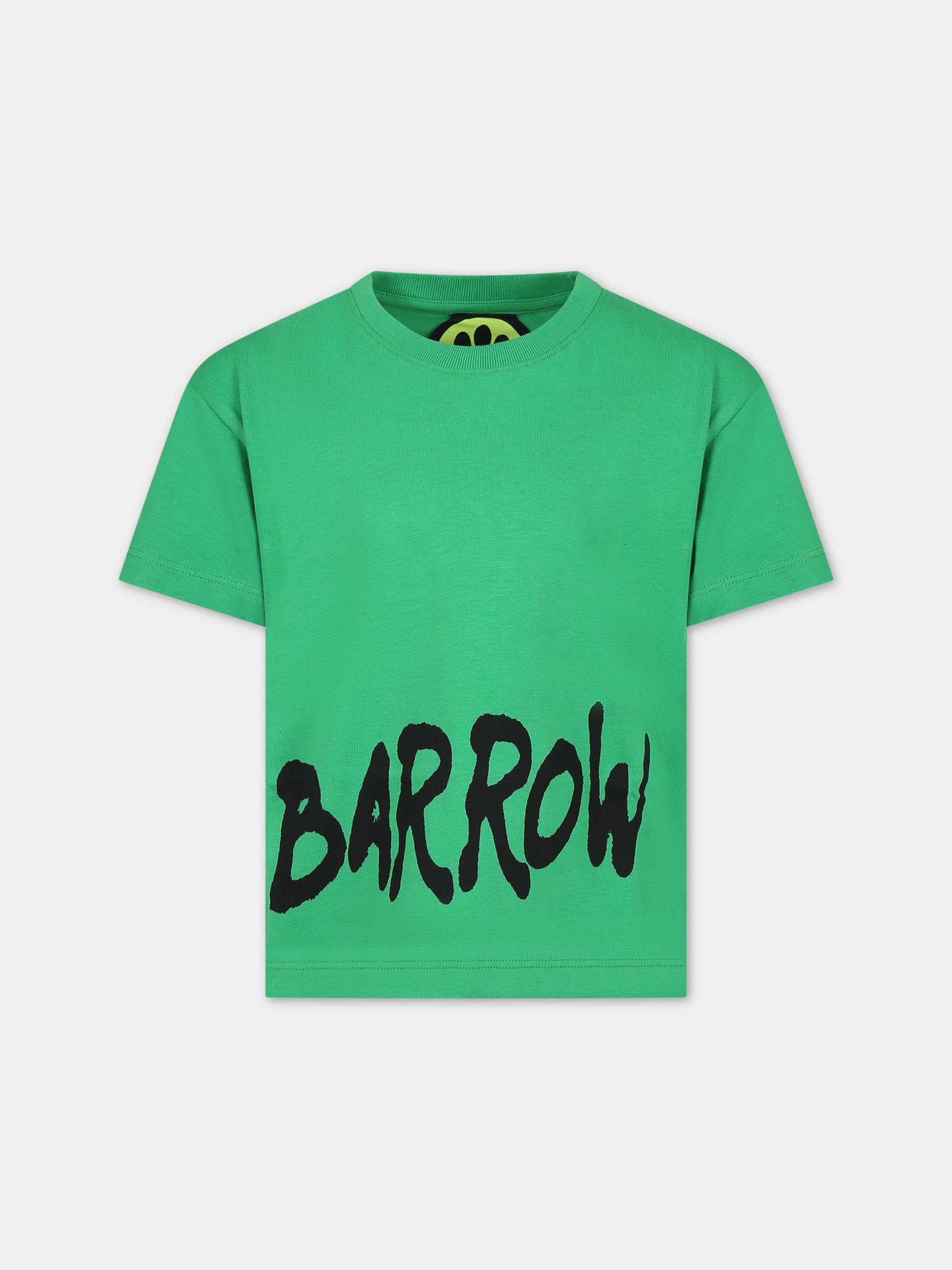 T-shirt verde per bambini con logo e smile,Barrow,F3BKJUTH041 BW012