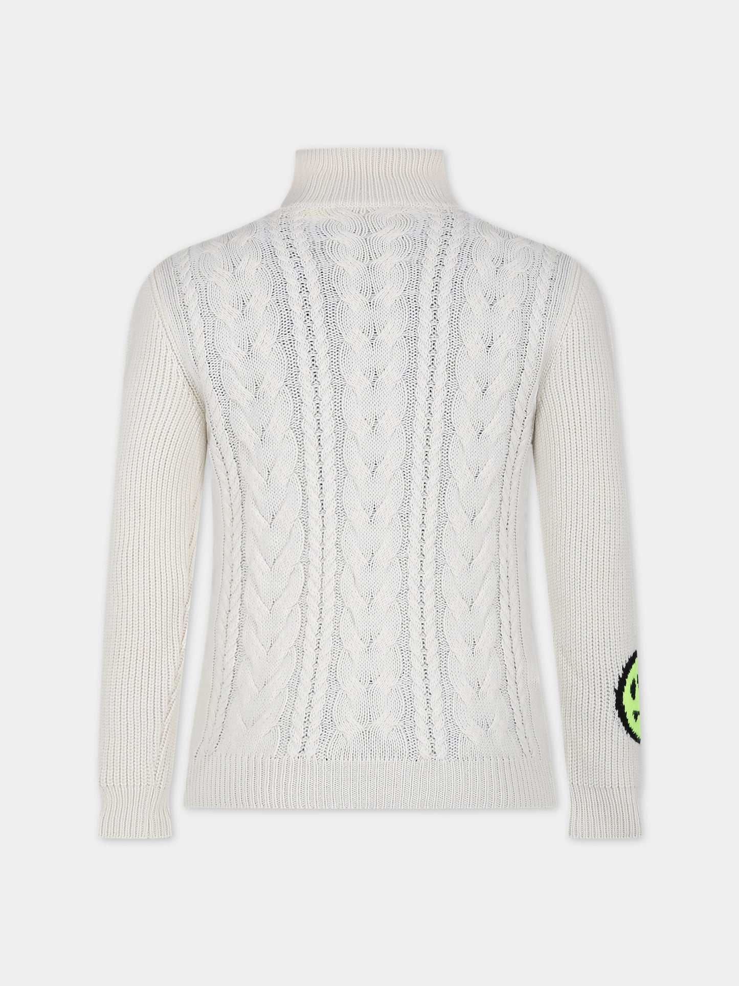 Maglione avorio per bambina con logo e smile,Barrow,F3BKJUTN017 BW009