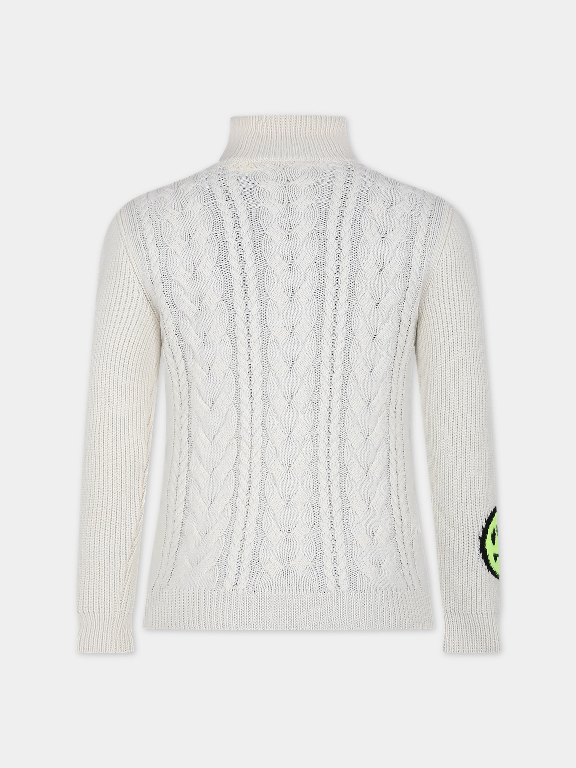 Maglione avorio per bambina con logo e smile,Barrow,F3BKJUTN017 BW009