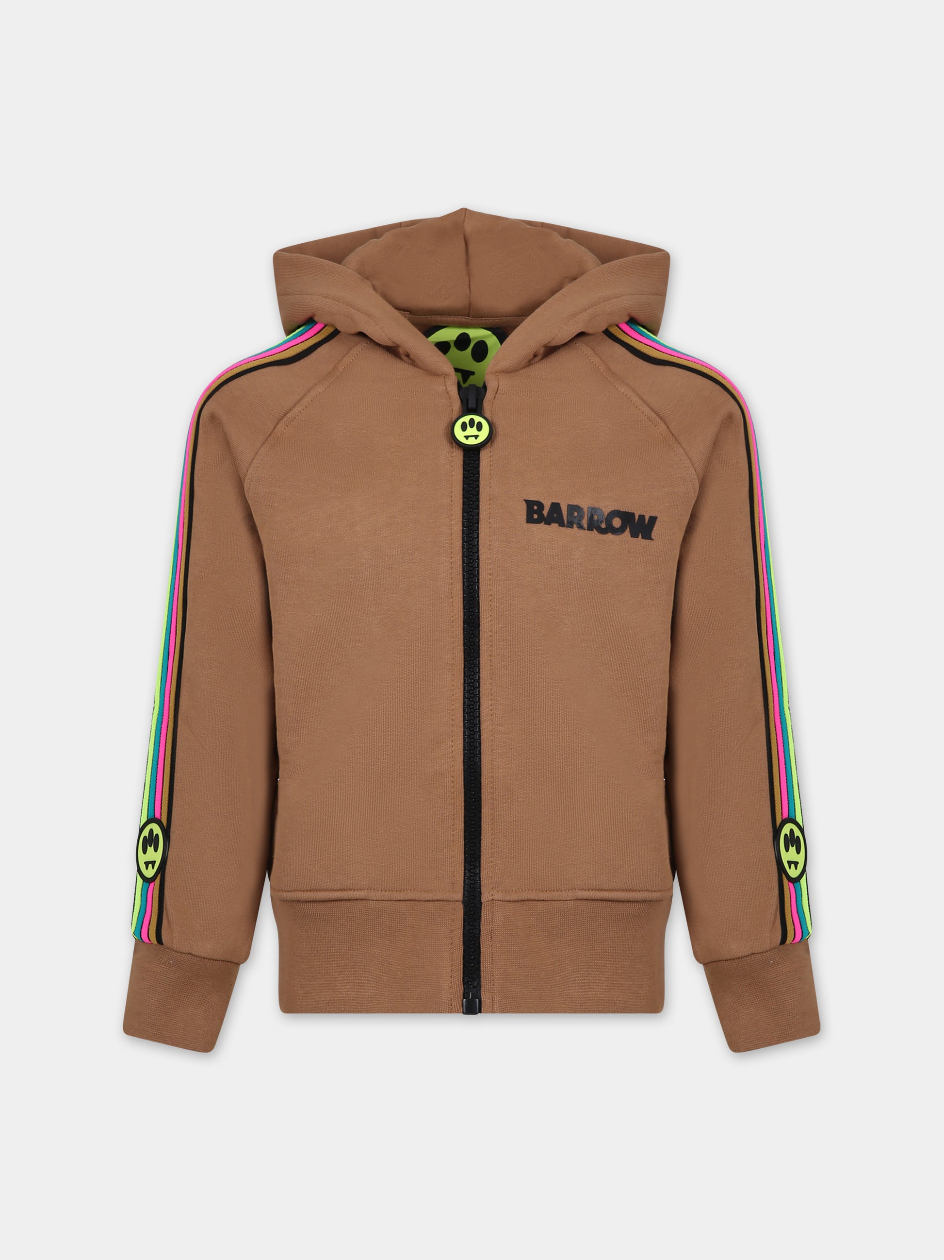 Felpa marrone per bambini con logo,Barrow,F3BKJUZH099 924