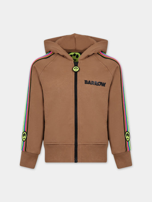 Felpa marrone per bambini con logo,Barrow,F3BKJUZH099 924