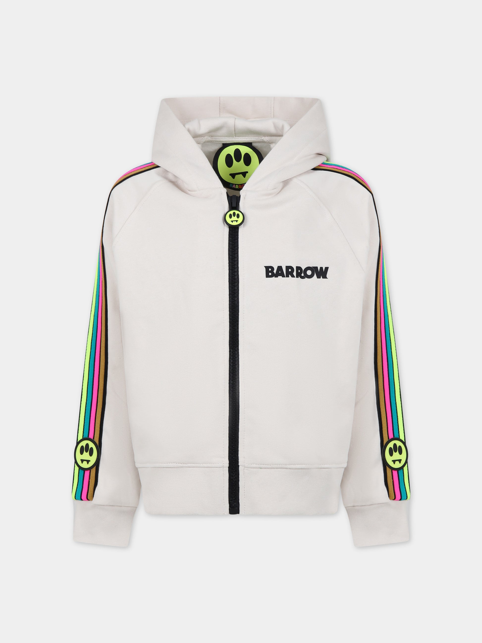 Felpa avorio per bambini con logo e smile,Barrow,F3BKJUZH099 BW009