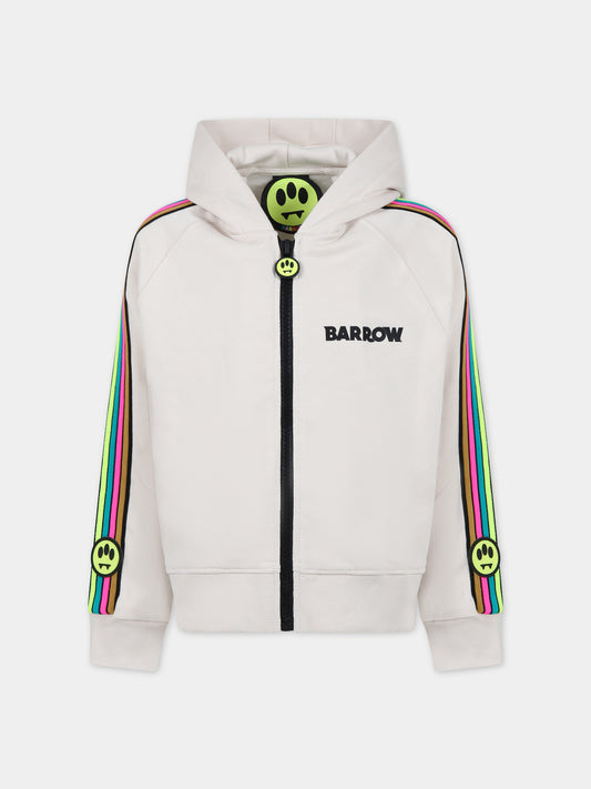 Felpa avorio per bambini con logo e smile,Barrow,F3BKJUZH099 BW009