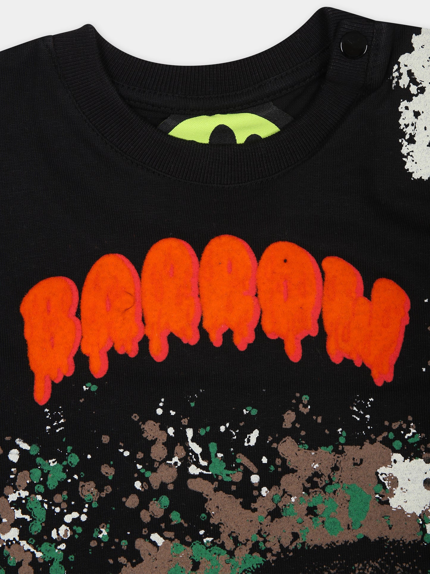 T-shirt nera per neonato con logo,Barrow,F3BKUNTH133 110