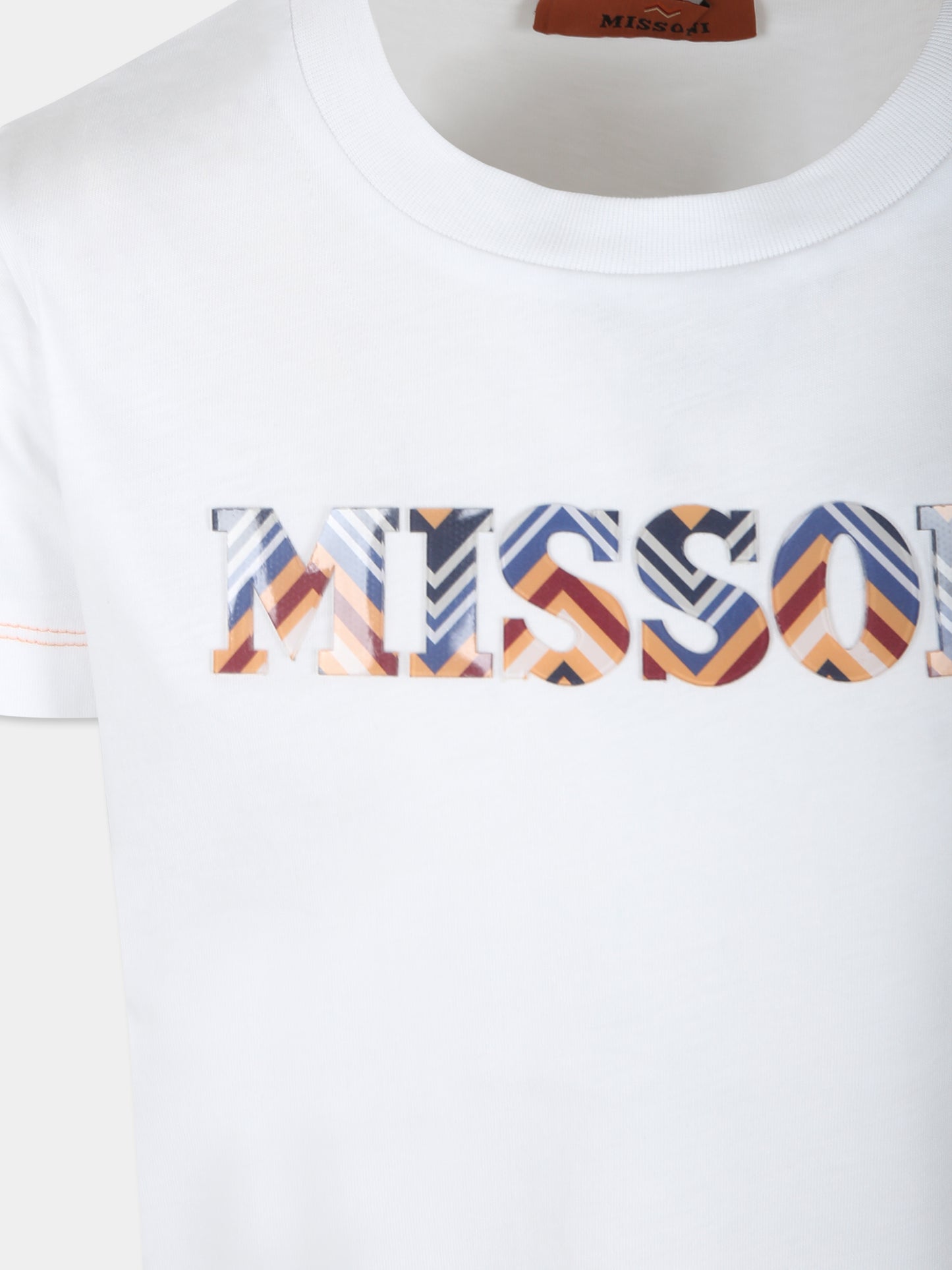 T-shirt bianca per bambino con logo,Missoni,MV8P11 Z0082 100