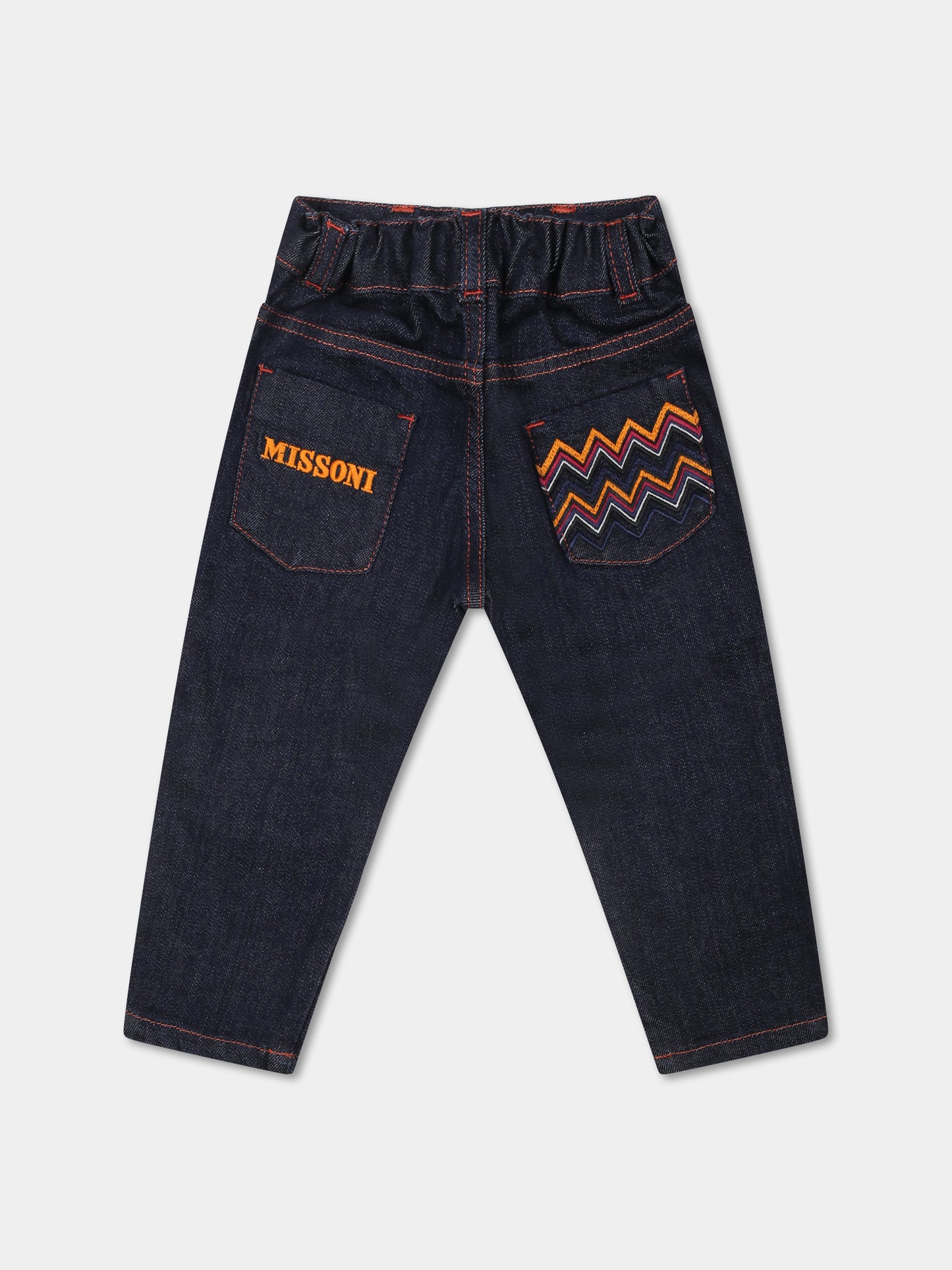 Jeans blu per neonato con motivo chevron,Missoni,MV6550 D0004 621