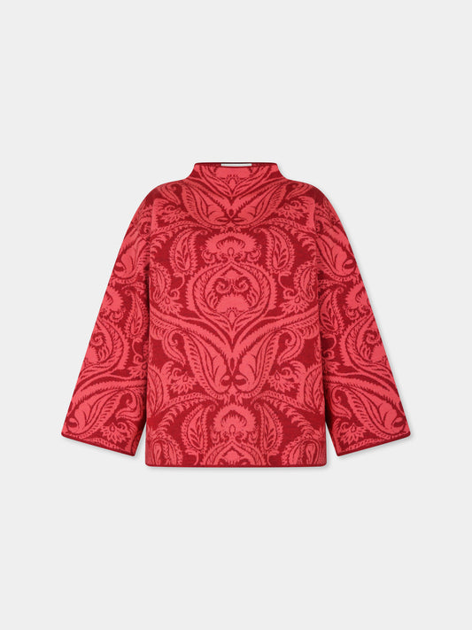 Maglione rosso per bambina con motivo paisley,Etro,GV2A77 W0033 844