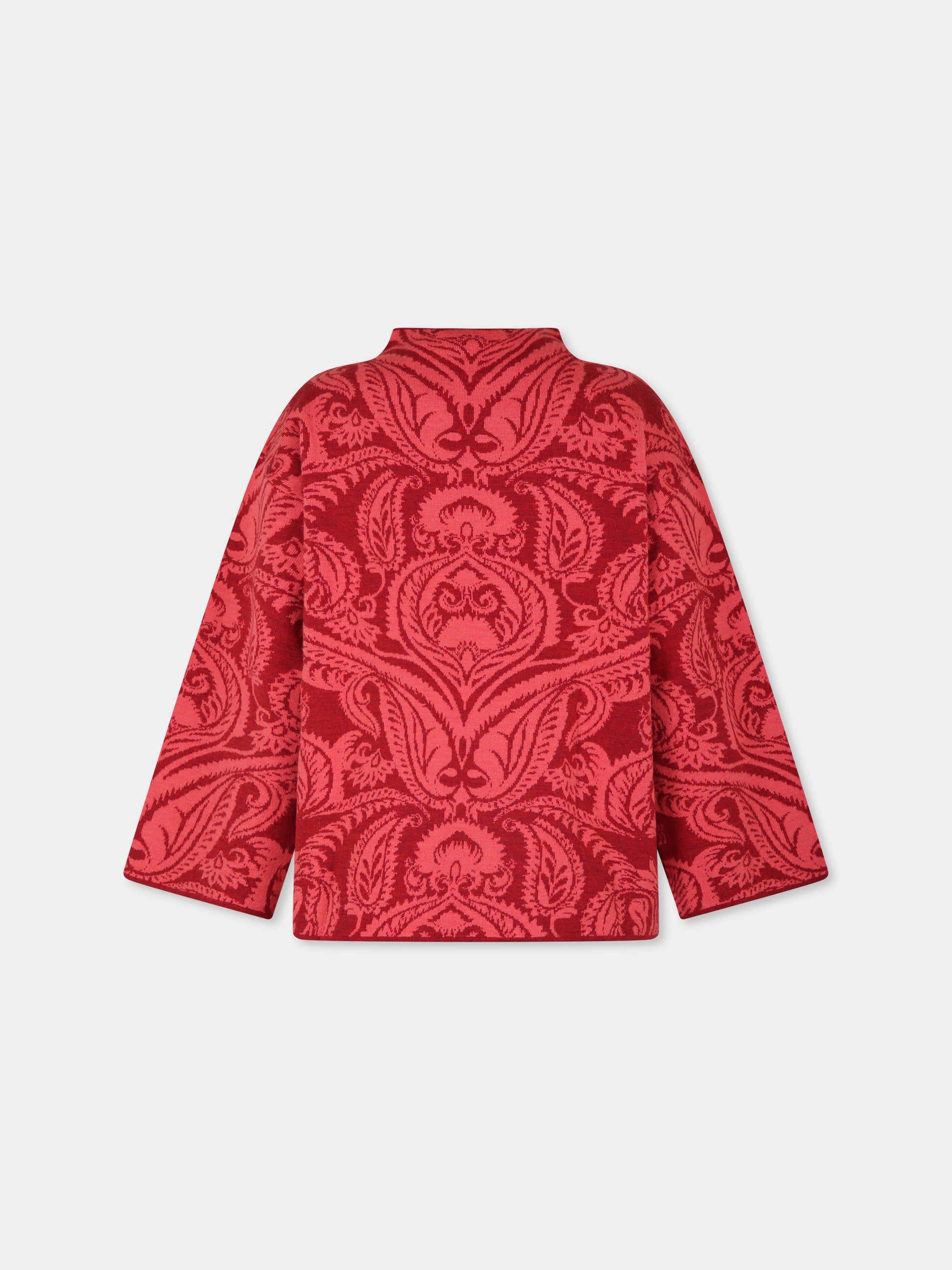 Maglione rosso per bambina con motivo paisley,Etro,GV2A77 W0033 844