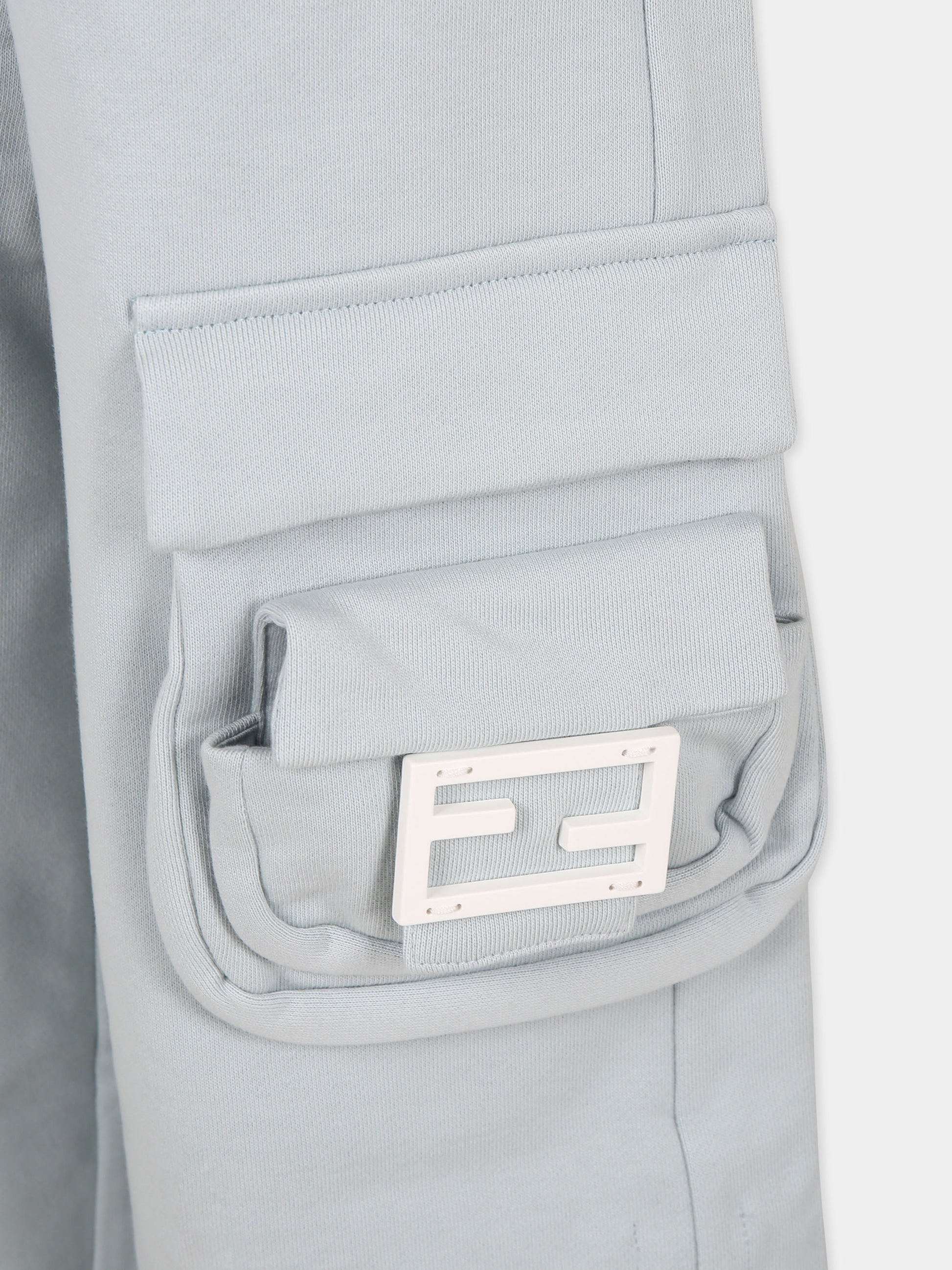 Pantaloni celesti per bambini con FF,Fendi Kids,JFF302 5V0 F08S8