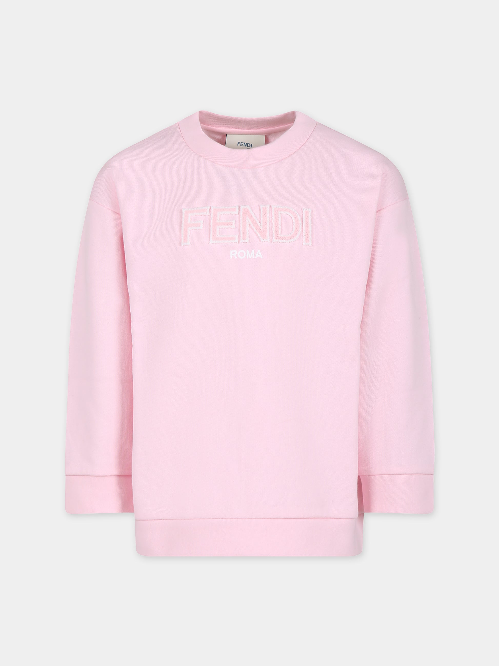 Felpa rosa per bambina con logo Fendi,Fendi Kids,JUH077 5V0 F0QE5