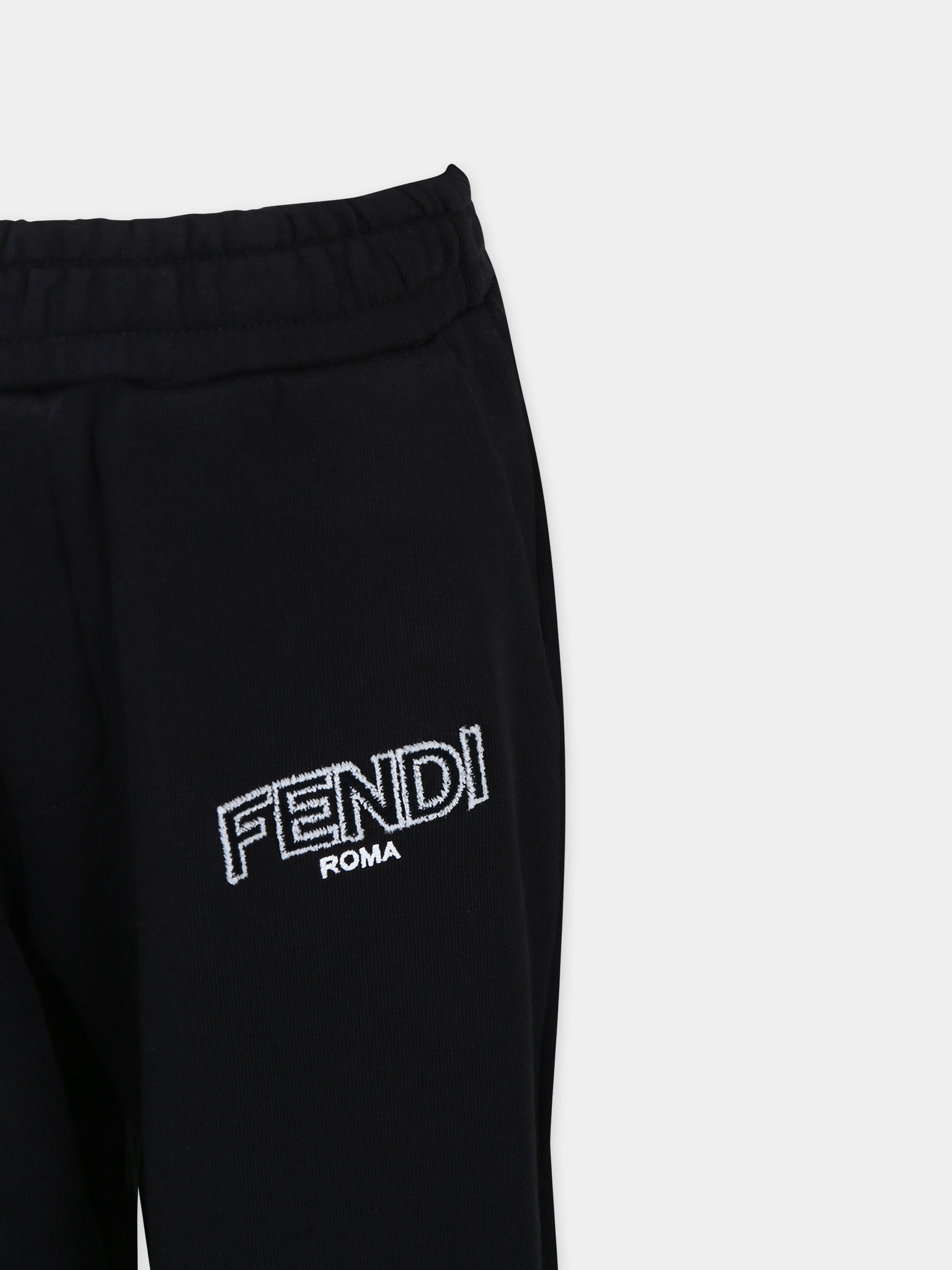 Pantaloni neri per bambini con logo Fendi,Fendi Kids,JUF111 5V0 F0GME