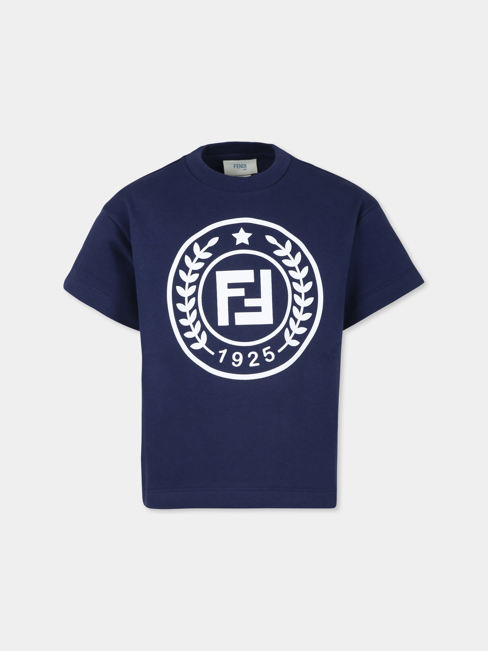 Felpa blu per bambino con logo,Fendi Kids,JUI167 5V0 F1I11