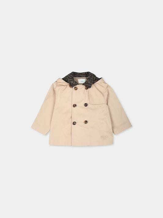 Trench beige per neonati con Teddy Bear,Fendi Kids,BUA090 ART2 F1P2P