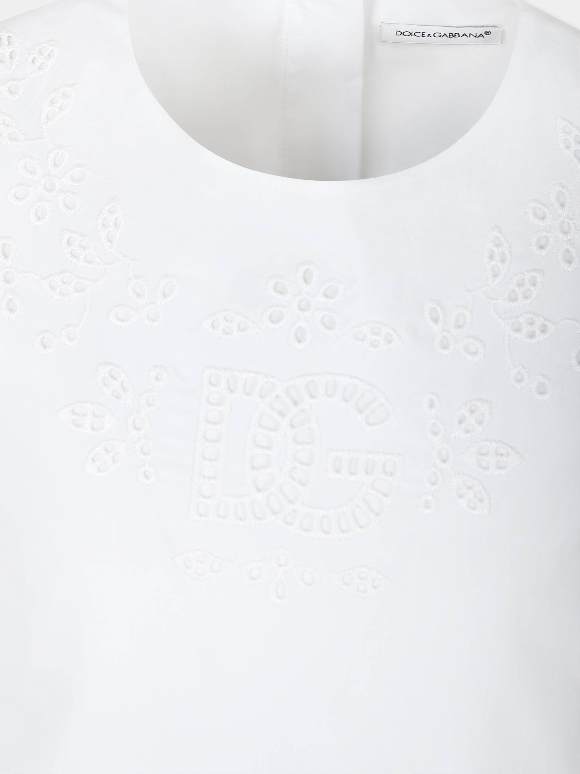 Vestito bianco per bambina con logo DG,Dolce & Gabbana Kids,L53DY3 G7NXY W0800