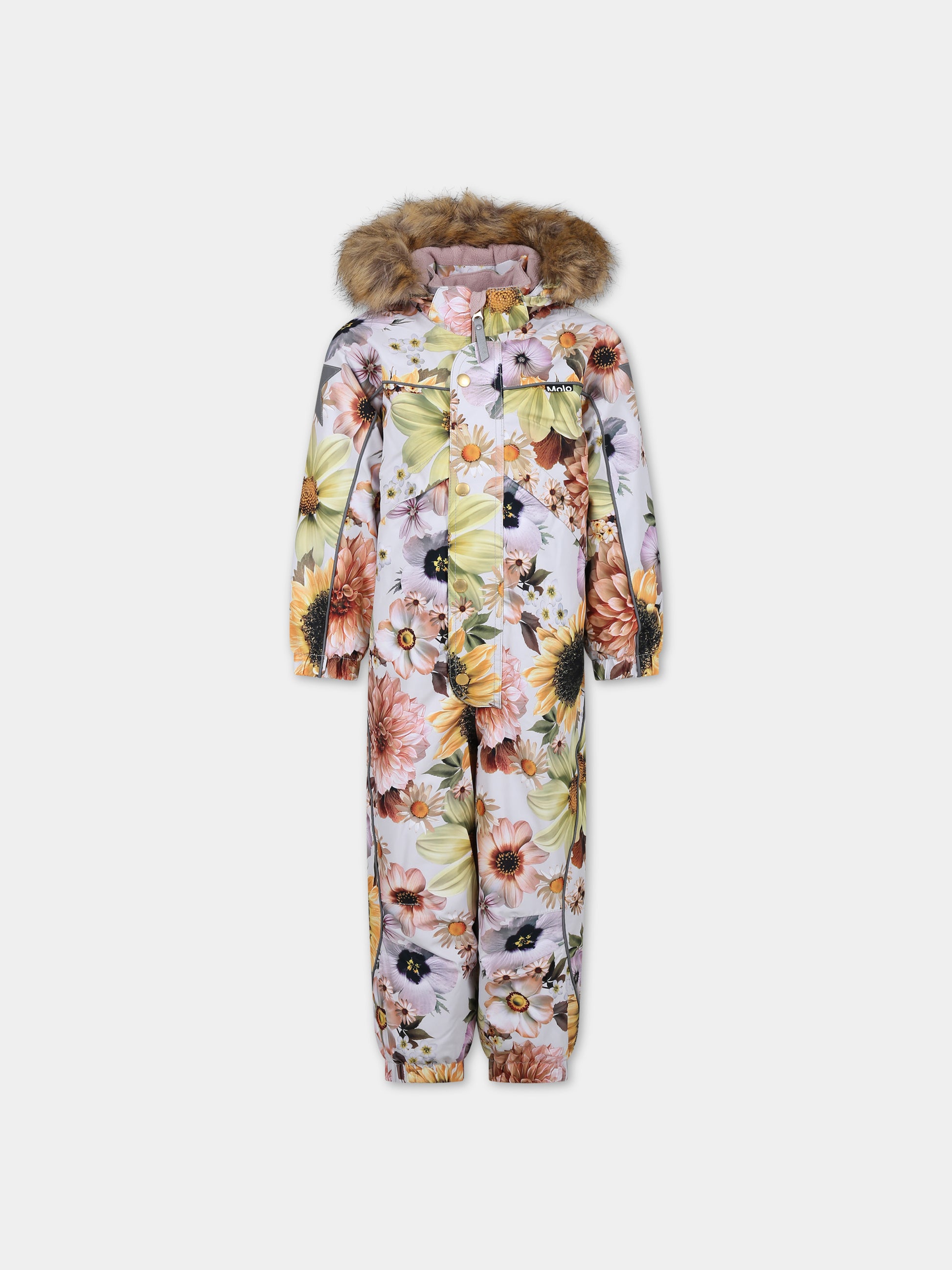 Tuta da neve multicolor per bambina con stampa e logo,Molo,5W23N204 6855