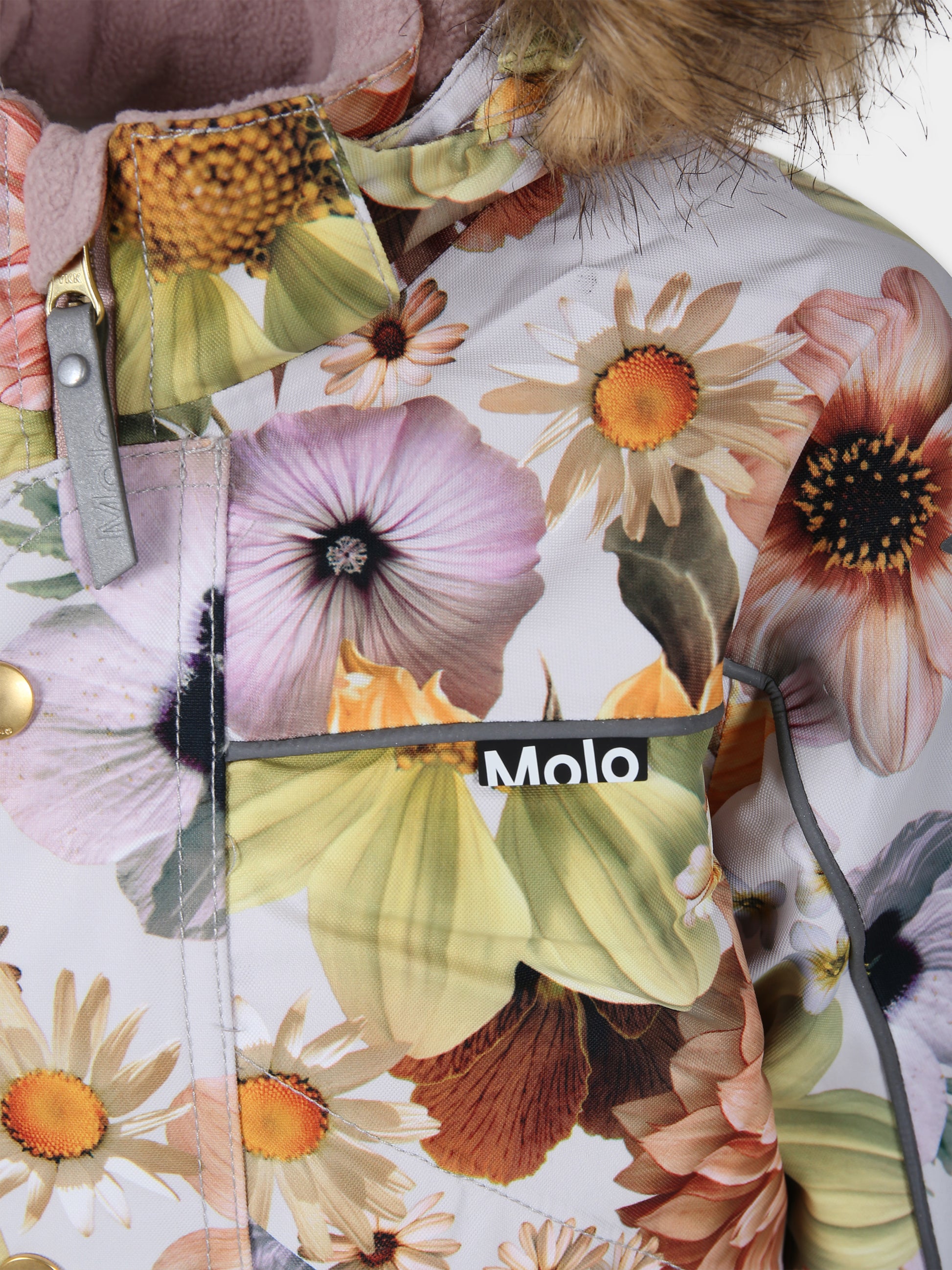 Tuta da neve multicolor per bambina con stampa e logo,Molo,5W23N204 6855