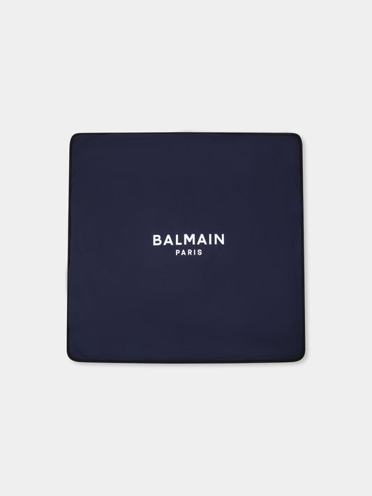 Coperta blu per neonati con logo,Balmain Kids,BV0520 Z2389 649BC