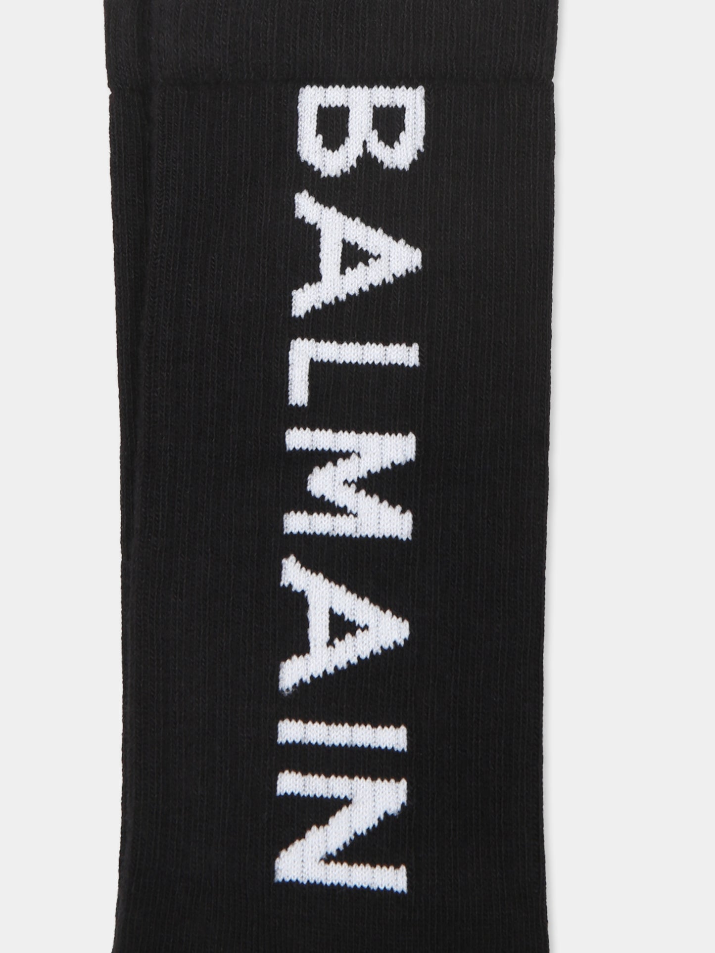 Calze nere per bambini con logo,Balmain Kids,BV0P30 Z0553 930BC