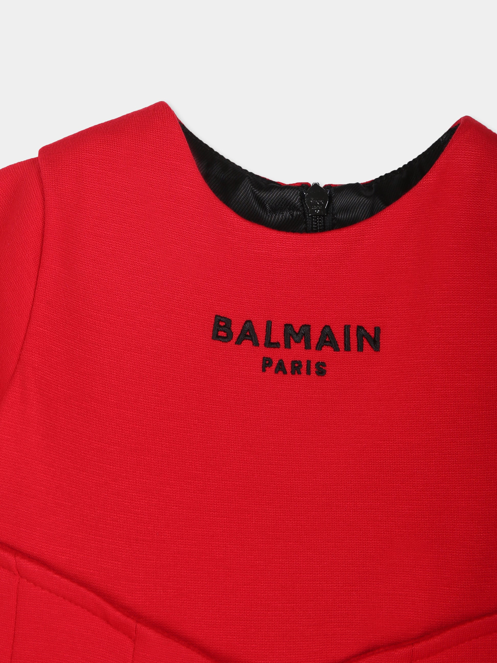 Vestito rosso per neonata con logo,Balmain Kids,BV1111 J0371 414