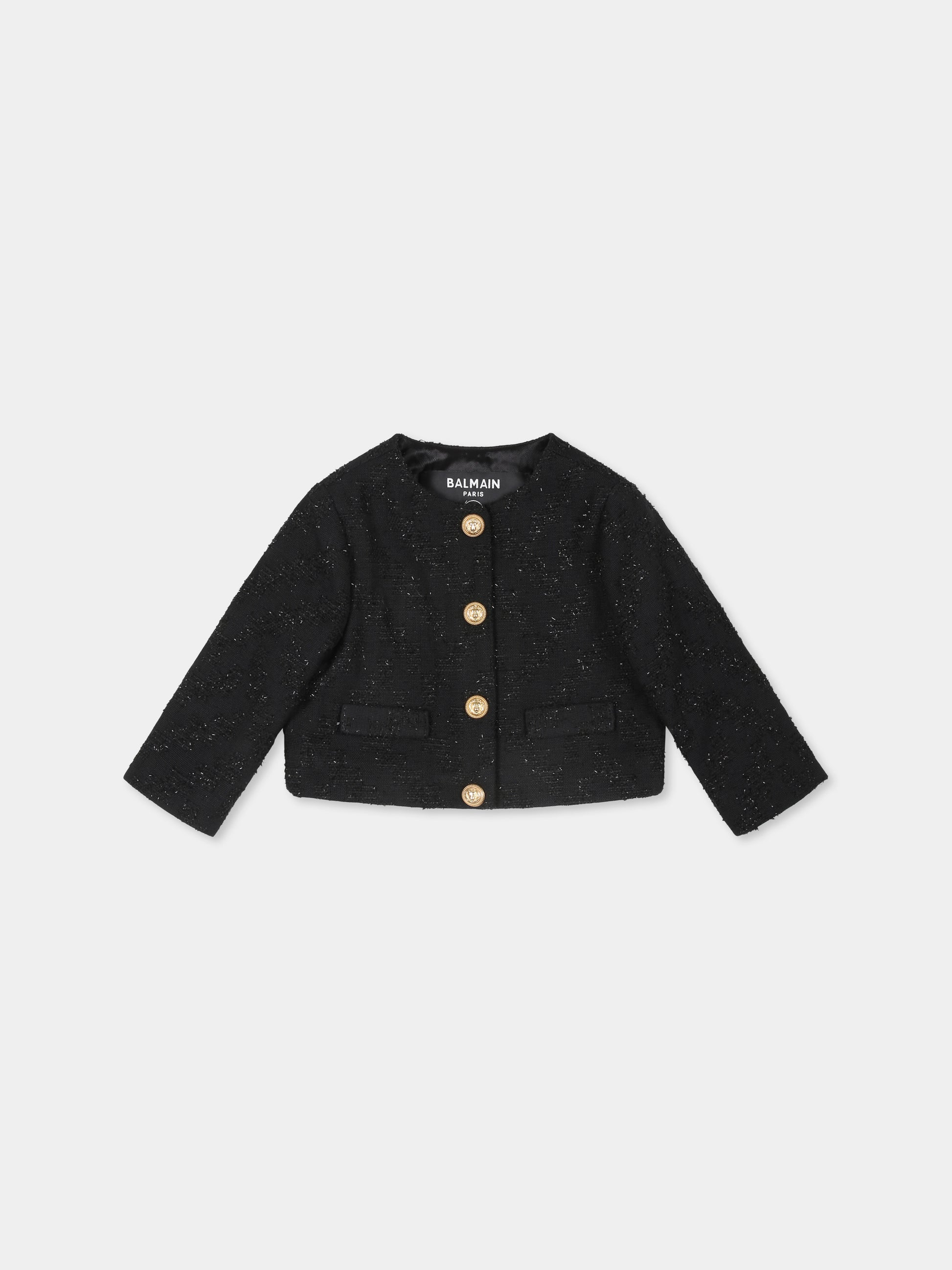 Giacca nera per neonati con logo,Balmain Kids,BV2024 E0181 930NE