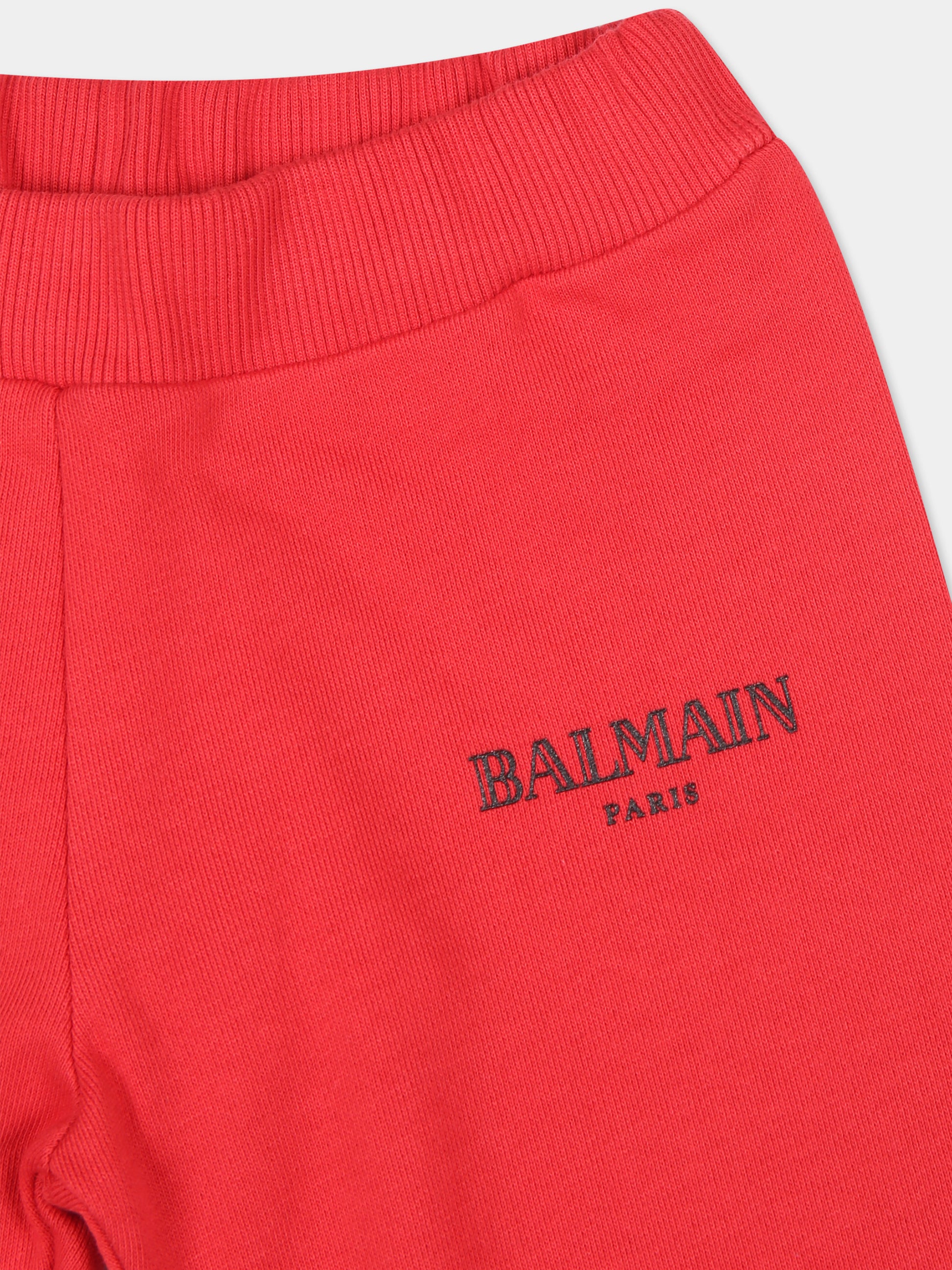 Pantaloni rossi per neonati con logo,Balmain Kids,BV6570 Z1753 414NE