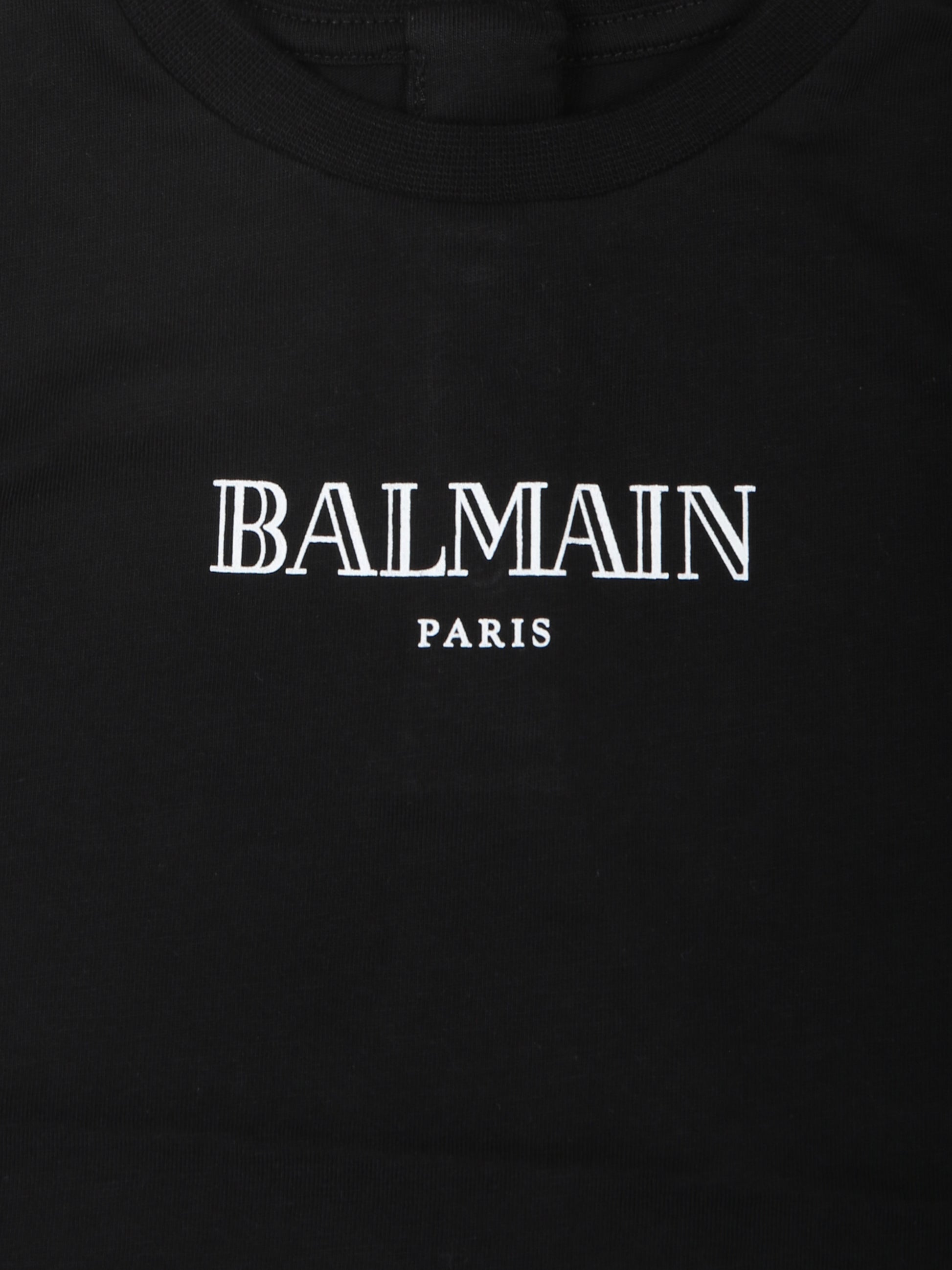 T-shirt nera per neonati con logo,Balmain Kids,BV8581 Z1751 930AV