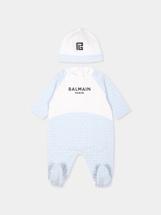 Set tutina celeste per neonato con logo,Balmain Kids,BVB50A Z2411 100CE