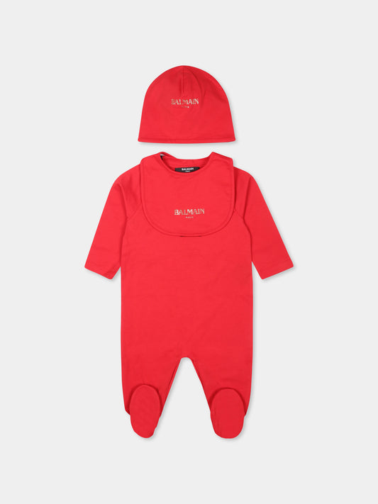 Set tutina rosso per neonati con logo,Balmain Kids,BVB57A Z0082 414OR