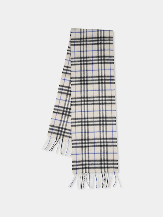 Sciarpa grigia per bambini con check,Burberry Kids,8089370 B9629