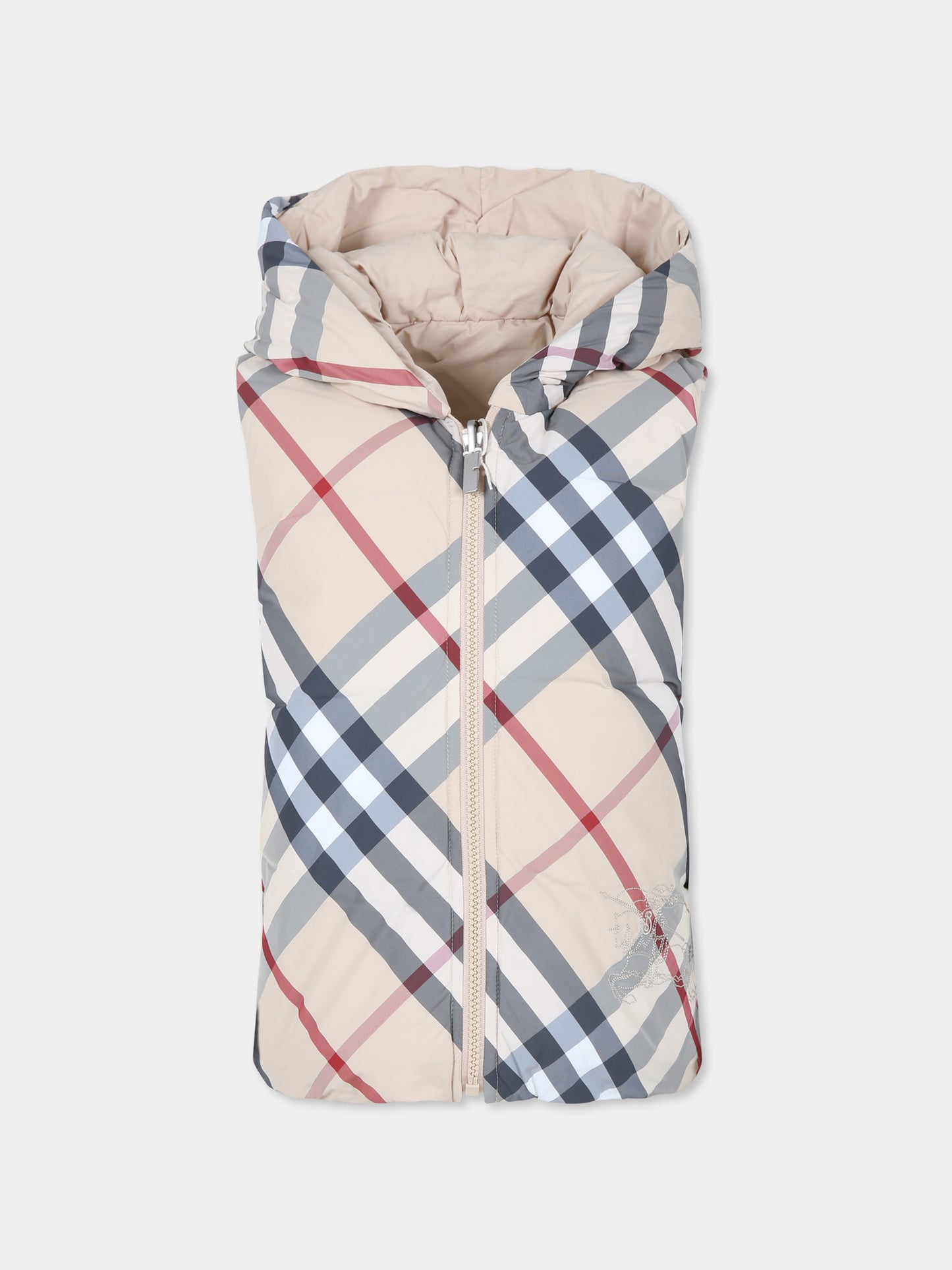 Gilet beige reversibile per bambini con check vintage,Burberry Kids,8092515 A2205