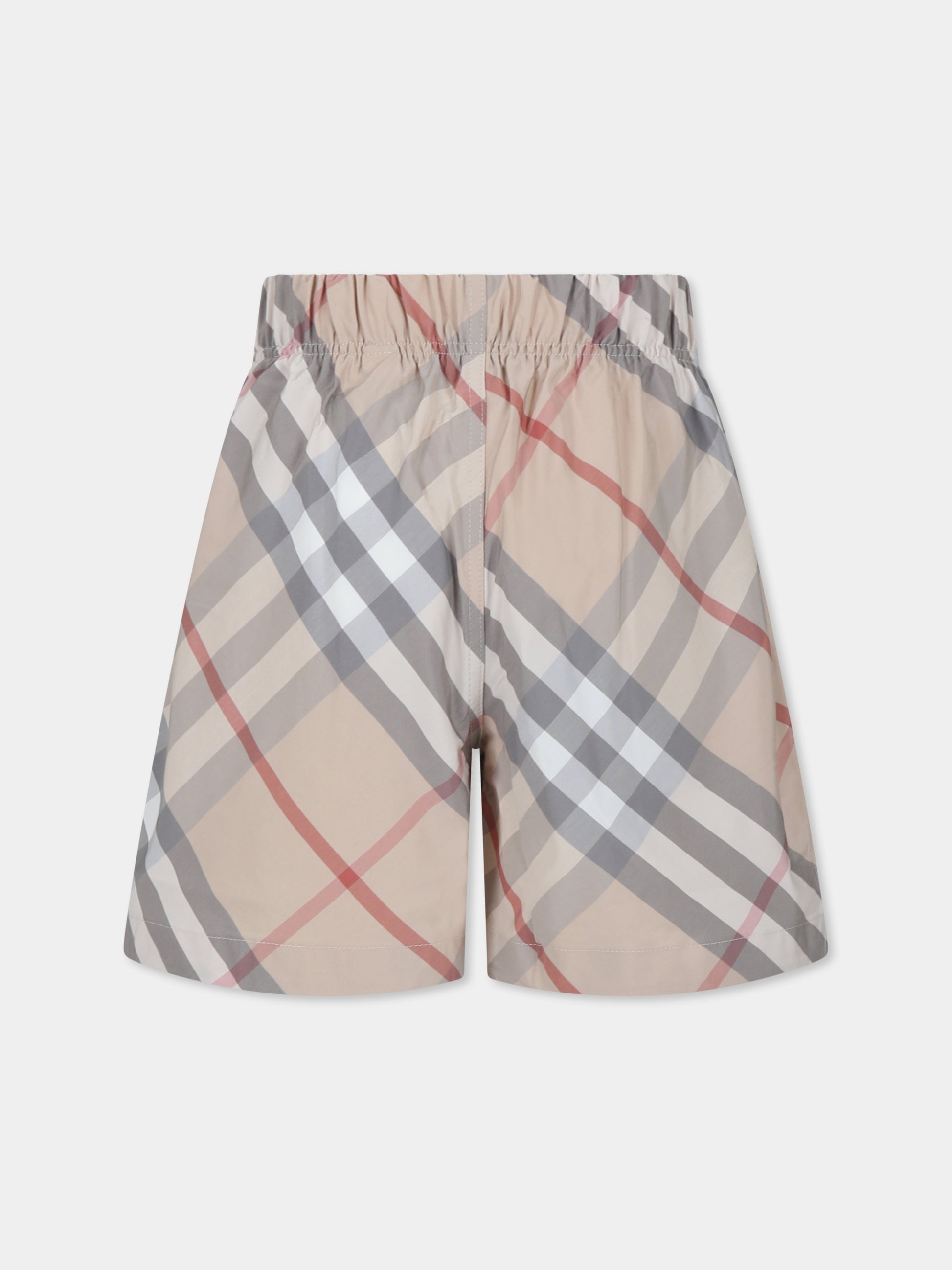 Shorts beige per bambini con check vintage,Burberry Kids,8089215 A2205