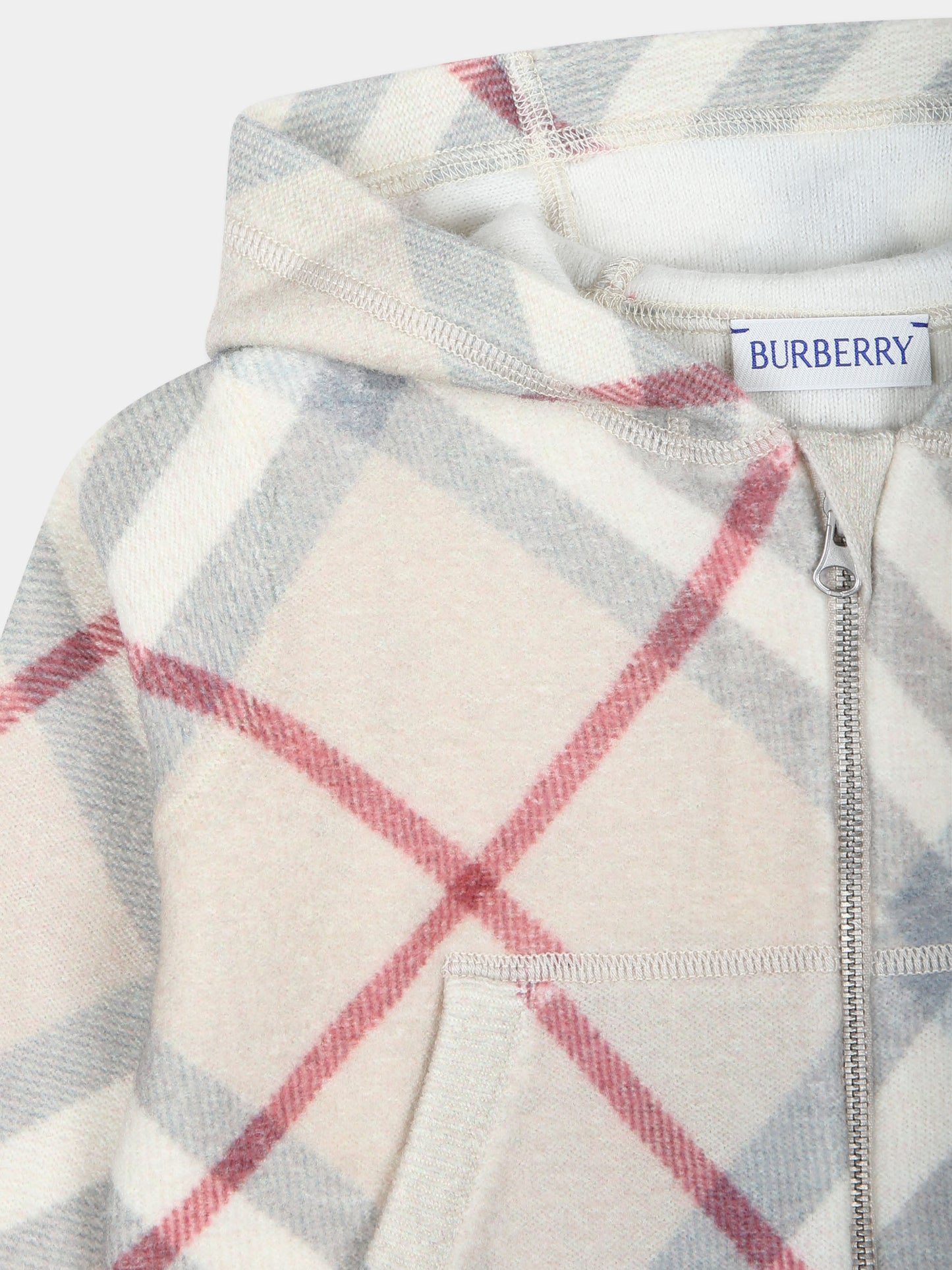 Felpa beige per neoanti con check vintage,Burberry Kids,8093851 A2205