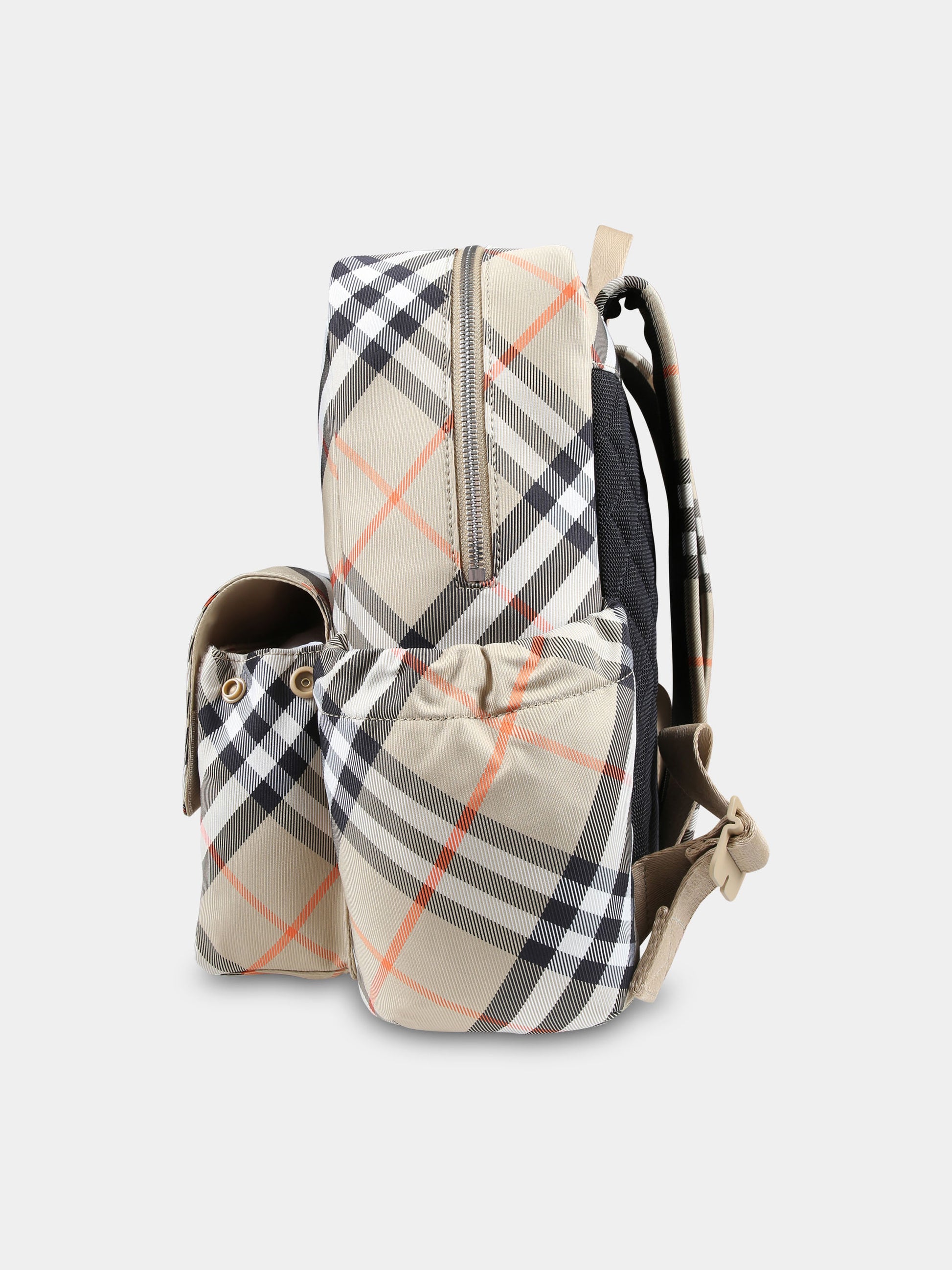 Zaino beige per bambini con check vintage,Burberry Kids,8089846 B9368