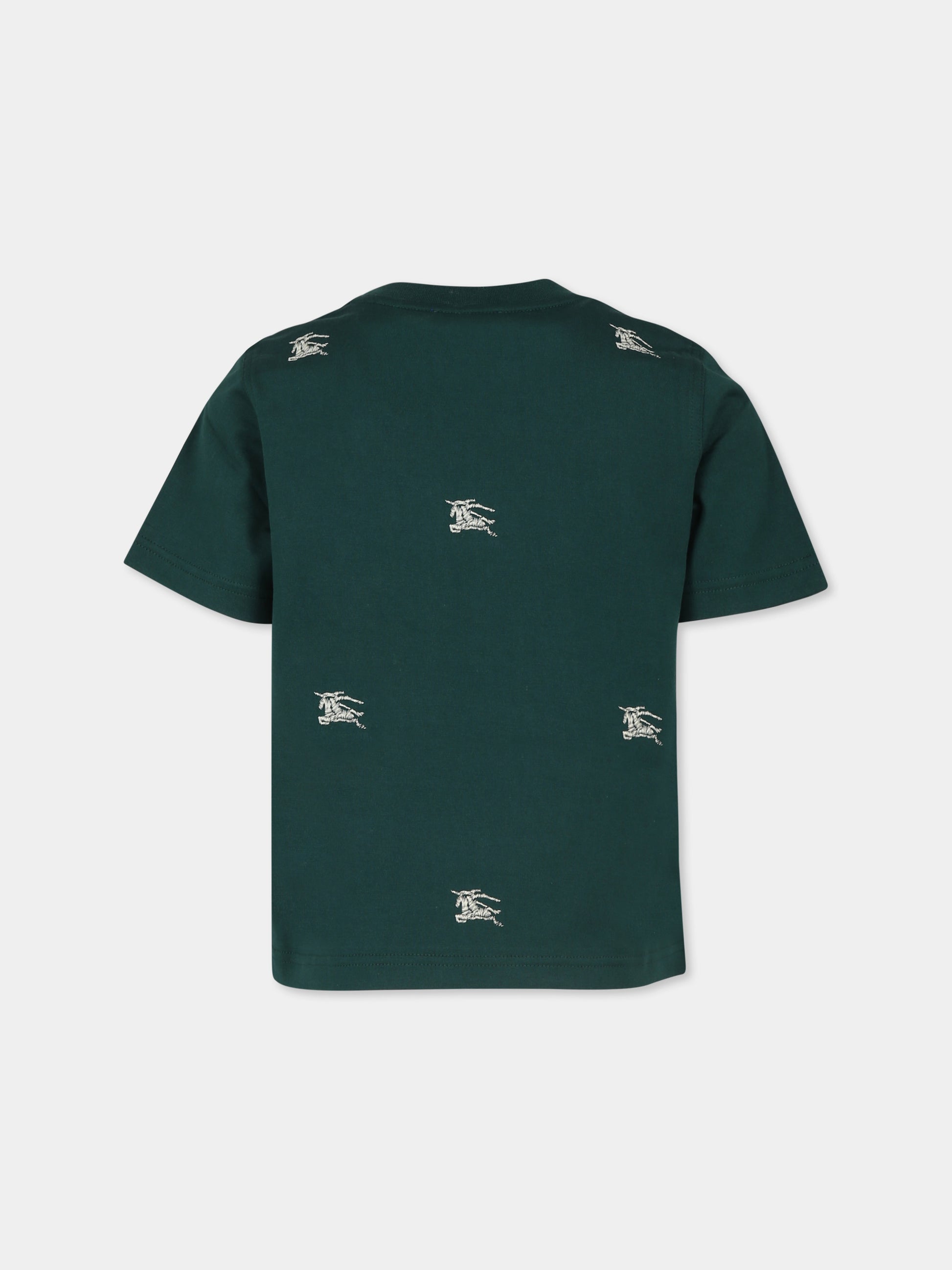 T-shirt verde per bambino con cavaliere equestre,Burberry Kids,8089178 A3508