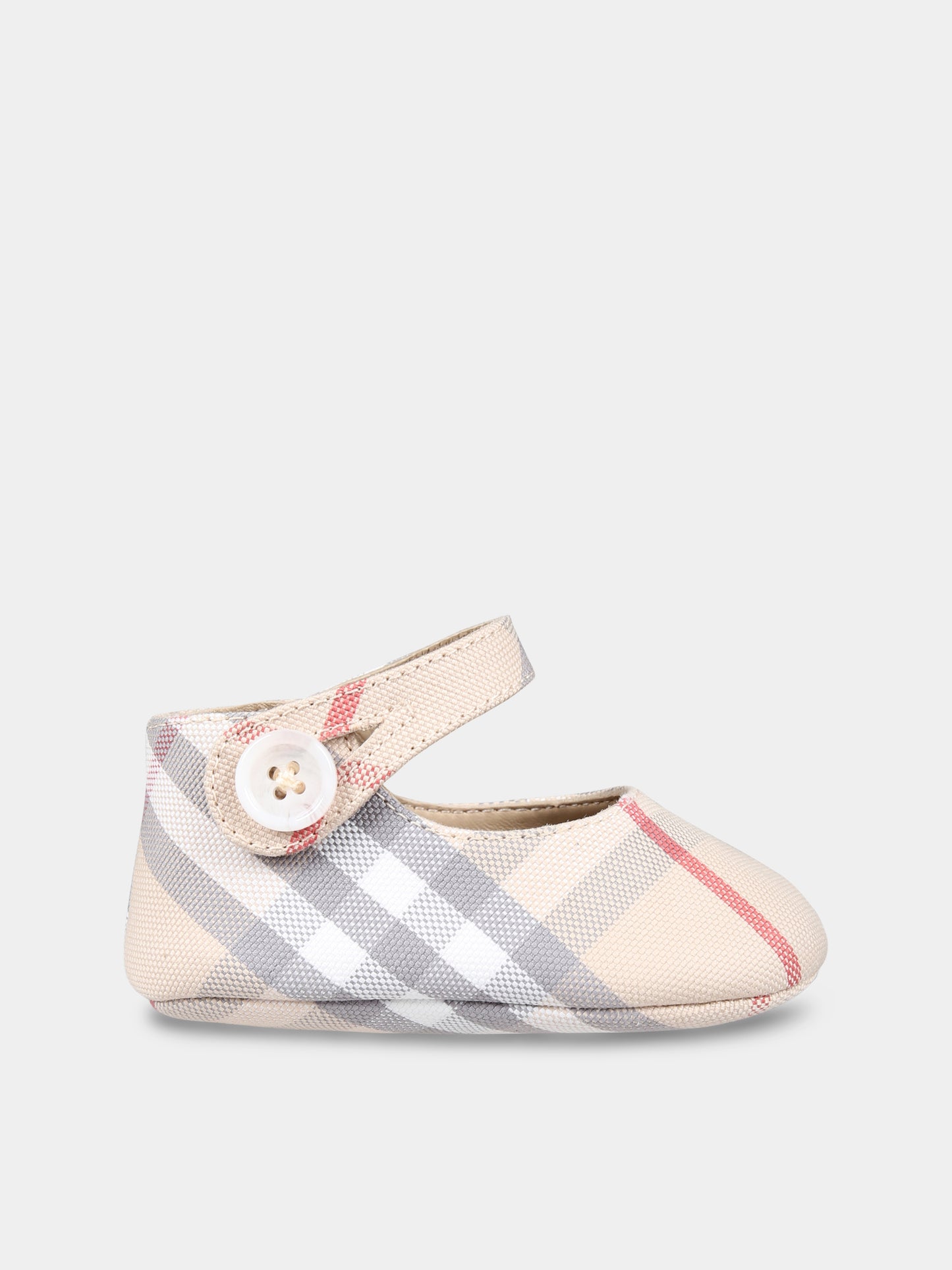 Ballerine Mary Jane beige per neonata con check vintage,Burberry Kids,8090482 A2205