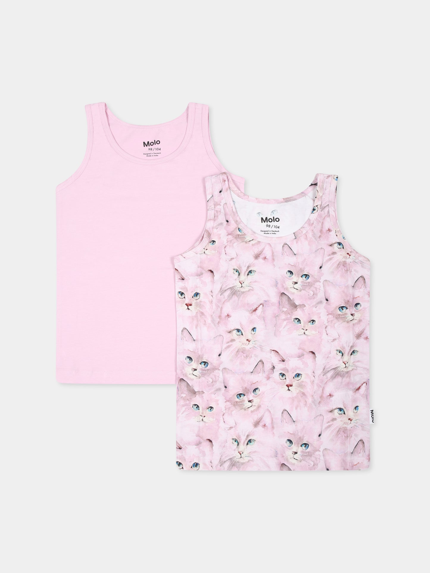 Set slip rosa per bambina con stampa gatti,Molo,2W24Q801 9208