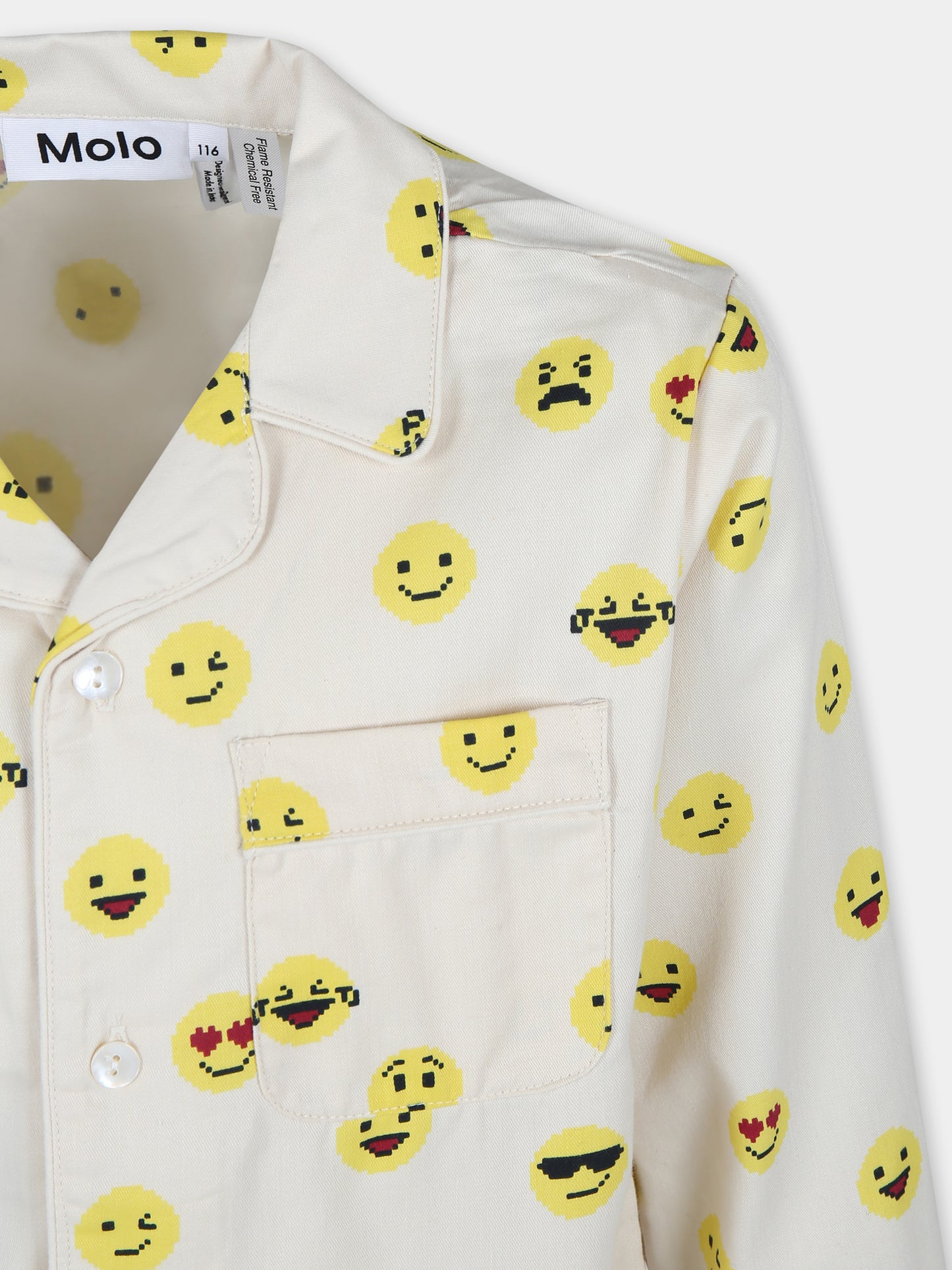 Pigiama avorio per bambina con emoji,Molo,6W24R503 9203