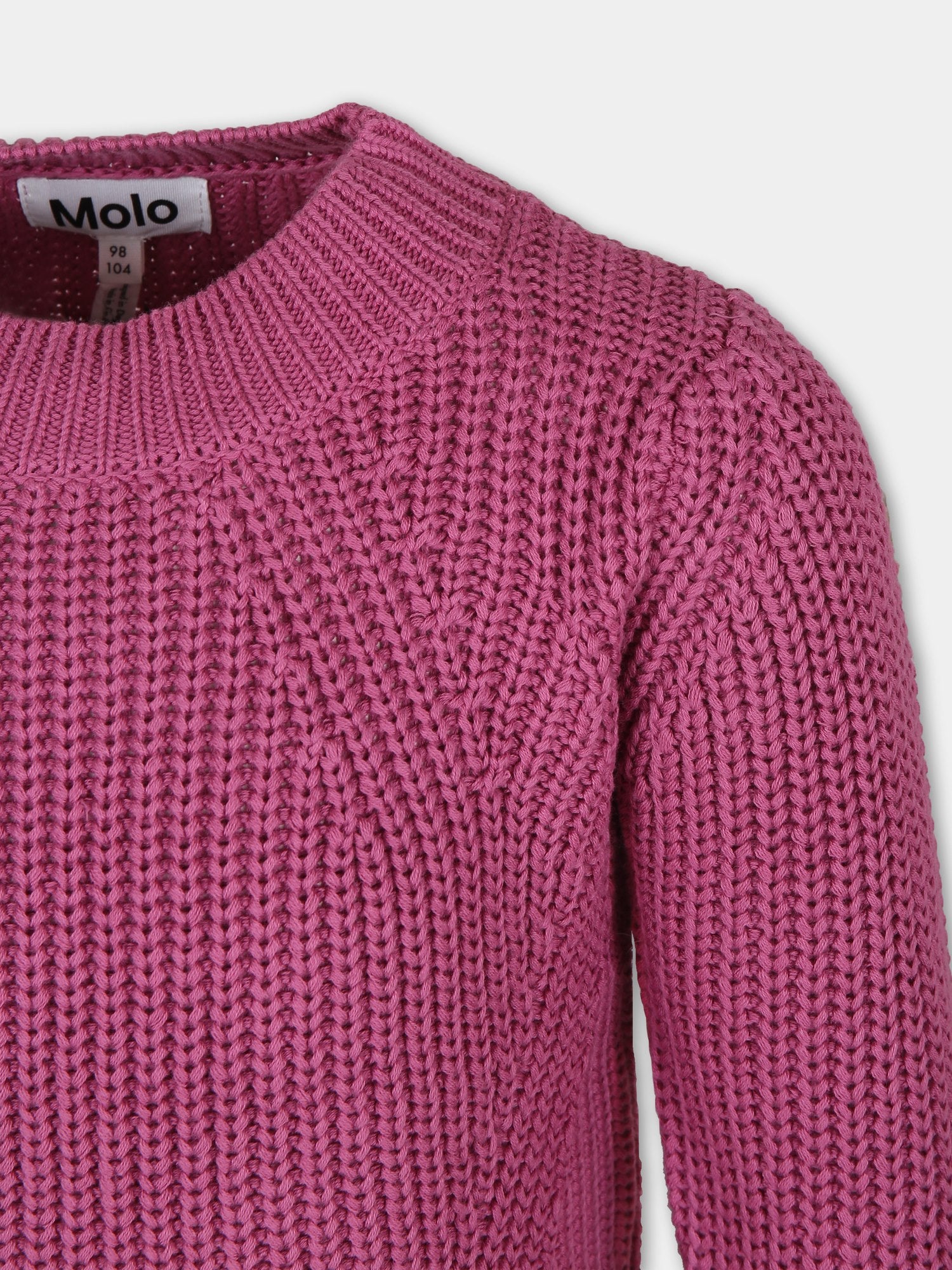 Maglione rosa per bambina con logo,Molo,2W24K205 8972