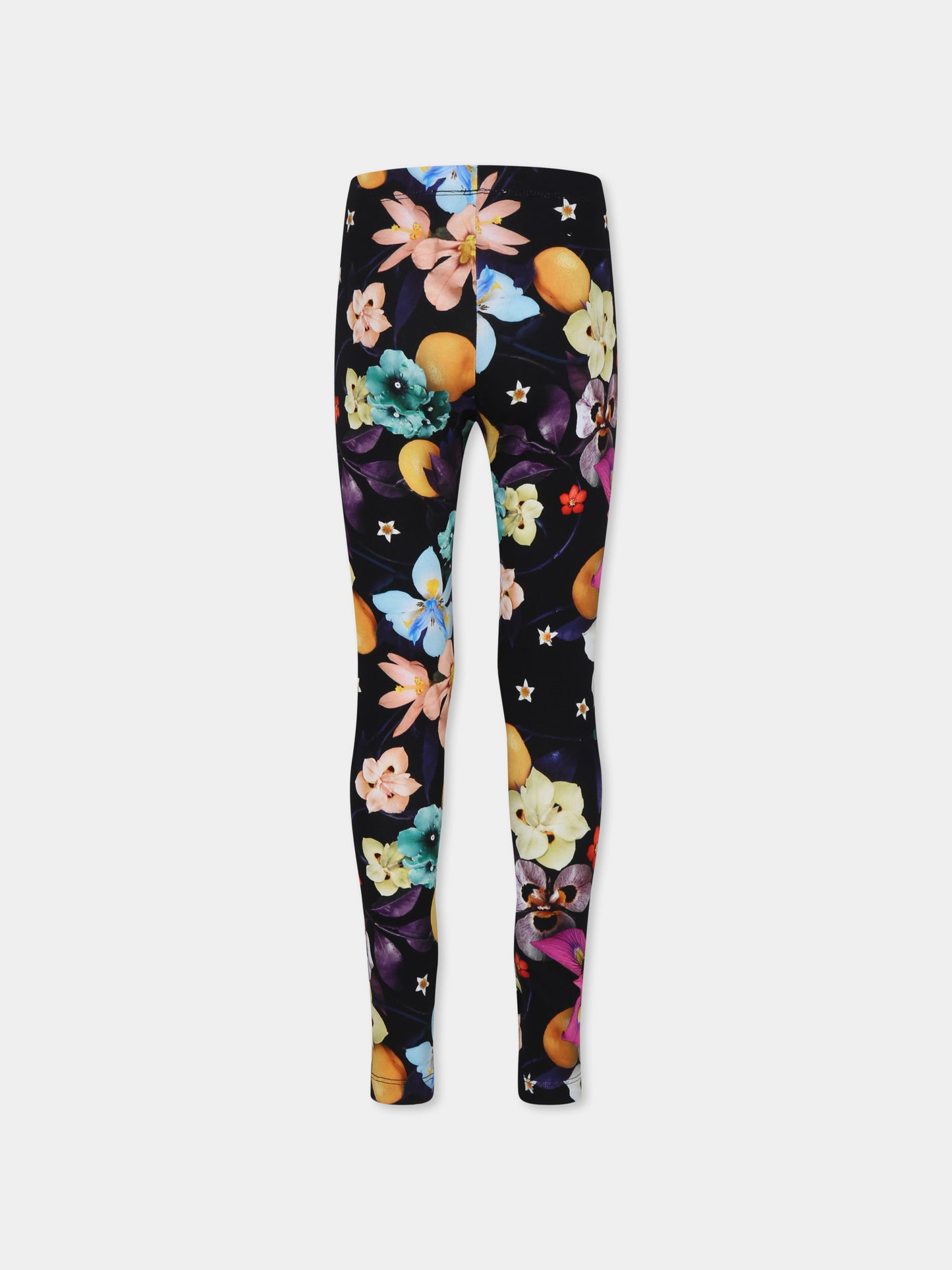 Leggings neri Niki per bambina con stampa fiori,Molo,2W24F206 9127