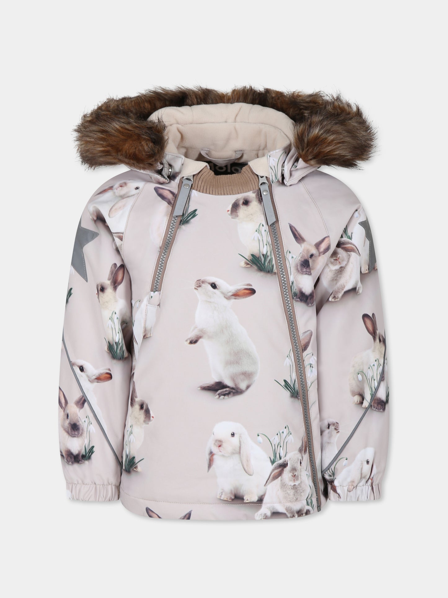 Giubbotto avorio Hopla per bambina con conigli,Molo,5W24M318 9110