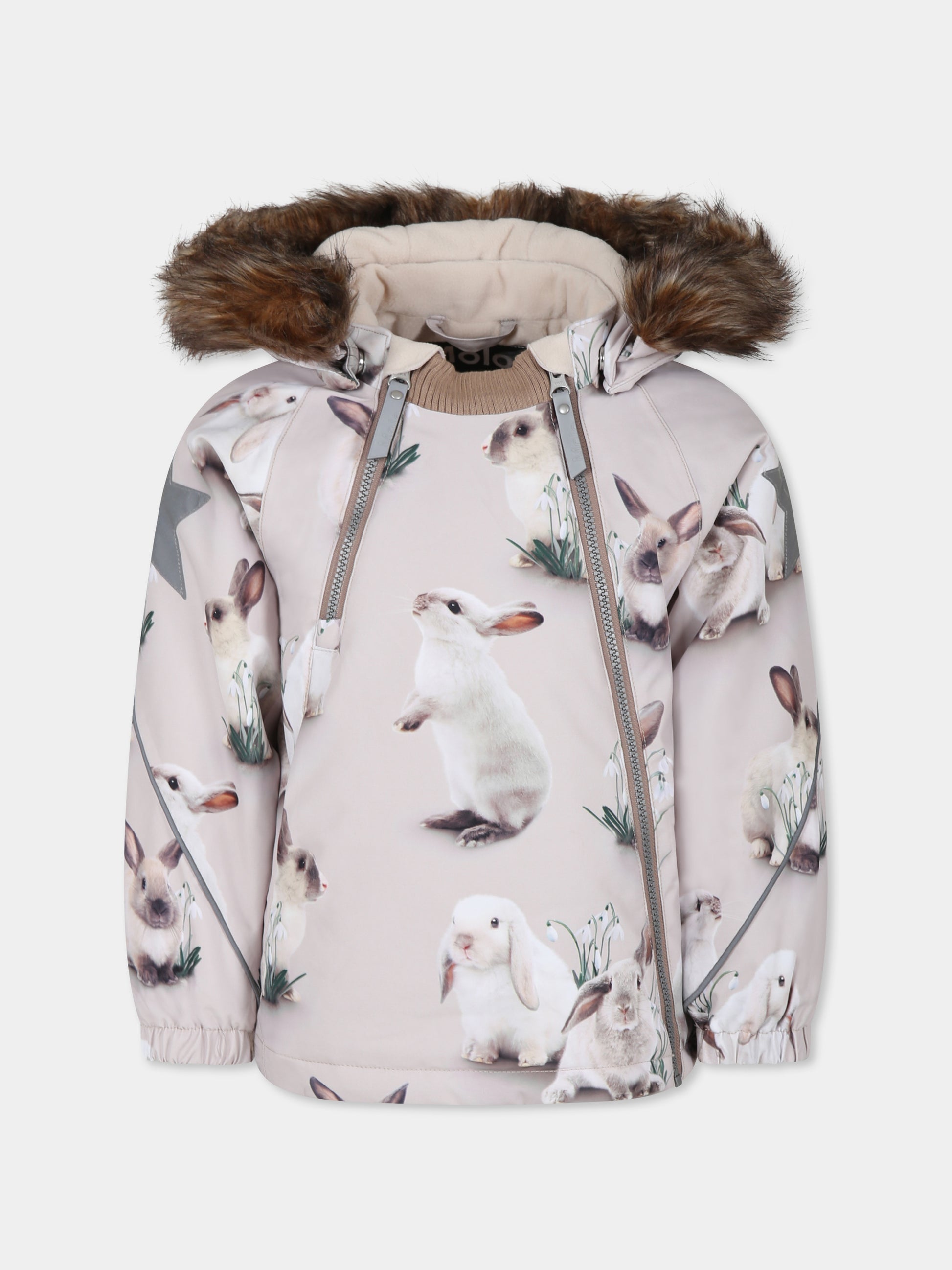 Giubbotto avorio Hopla per bambina con conigli,Molo,5W24M318 9110