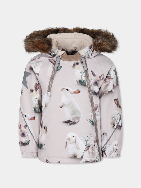 Giubbotto avorio Hopla per bambina con conigli,Molo,5W24M318 9110