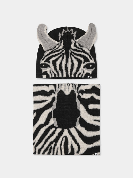Set accessori nero per bambini con motivo zebra,Molo,7W24S304 0099