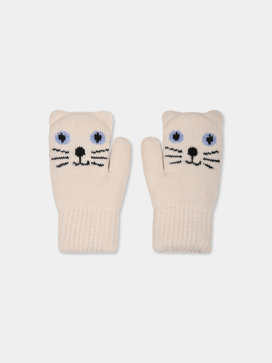 Guanti avorio Kenau per bambina con gatto,Molo,7W24S105 2237