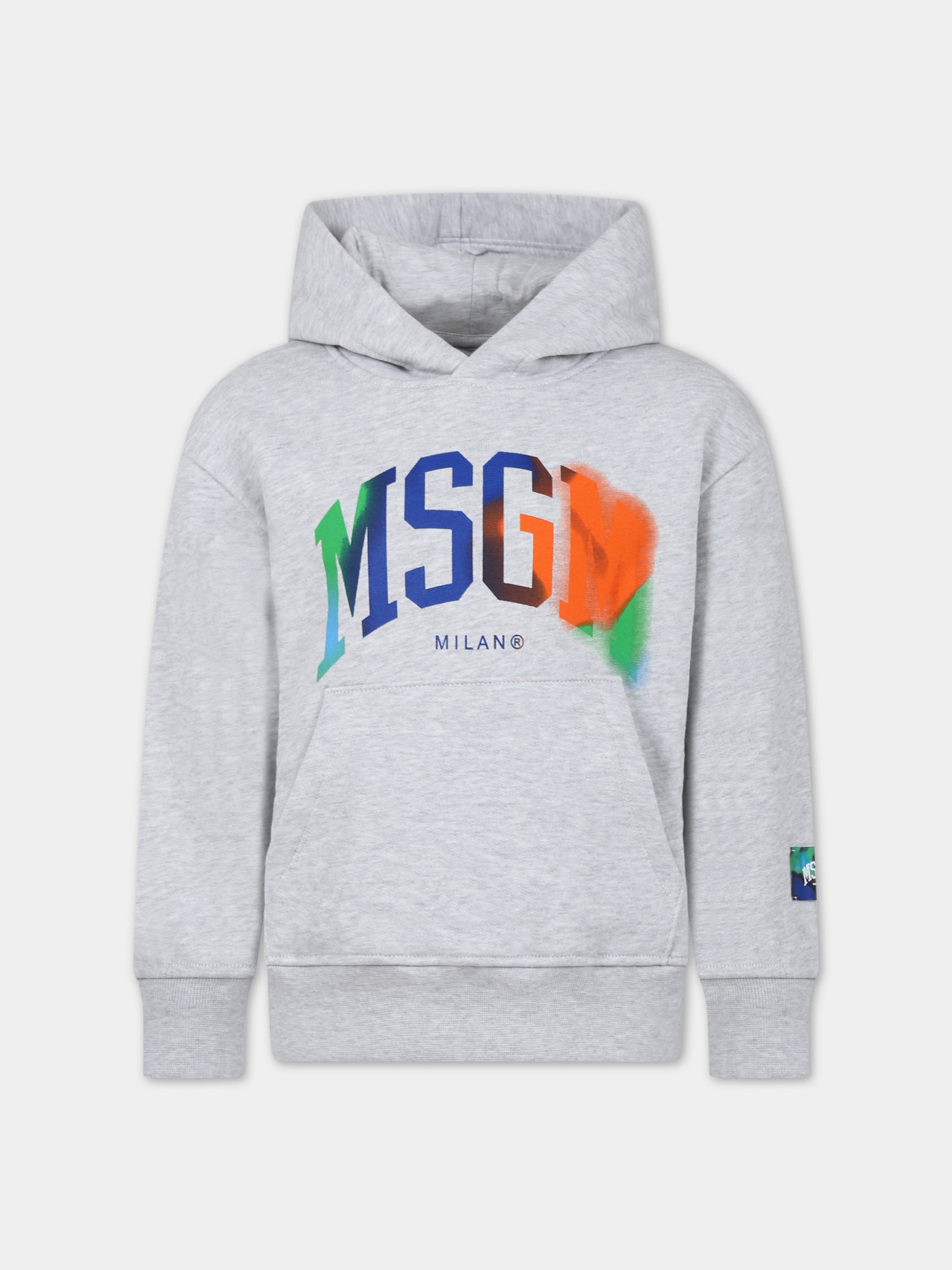 Felpa grigia per bambina con logo multicolor,Msgm Kids,F3MSJBHS109 107